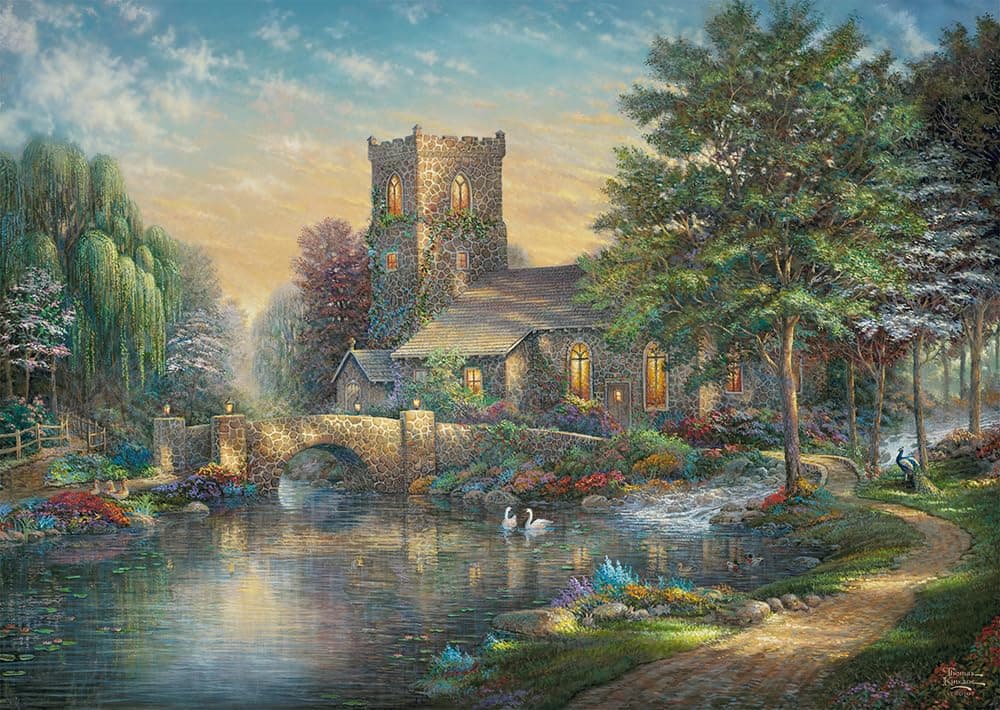 Schmidt, Thomas Kinkade: Willow Wood Chapel (1,000 Pieces), Jigsaw Puzzle, Ages 14+, 1+ Players