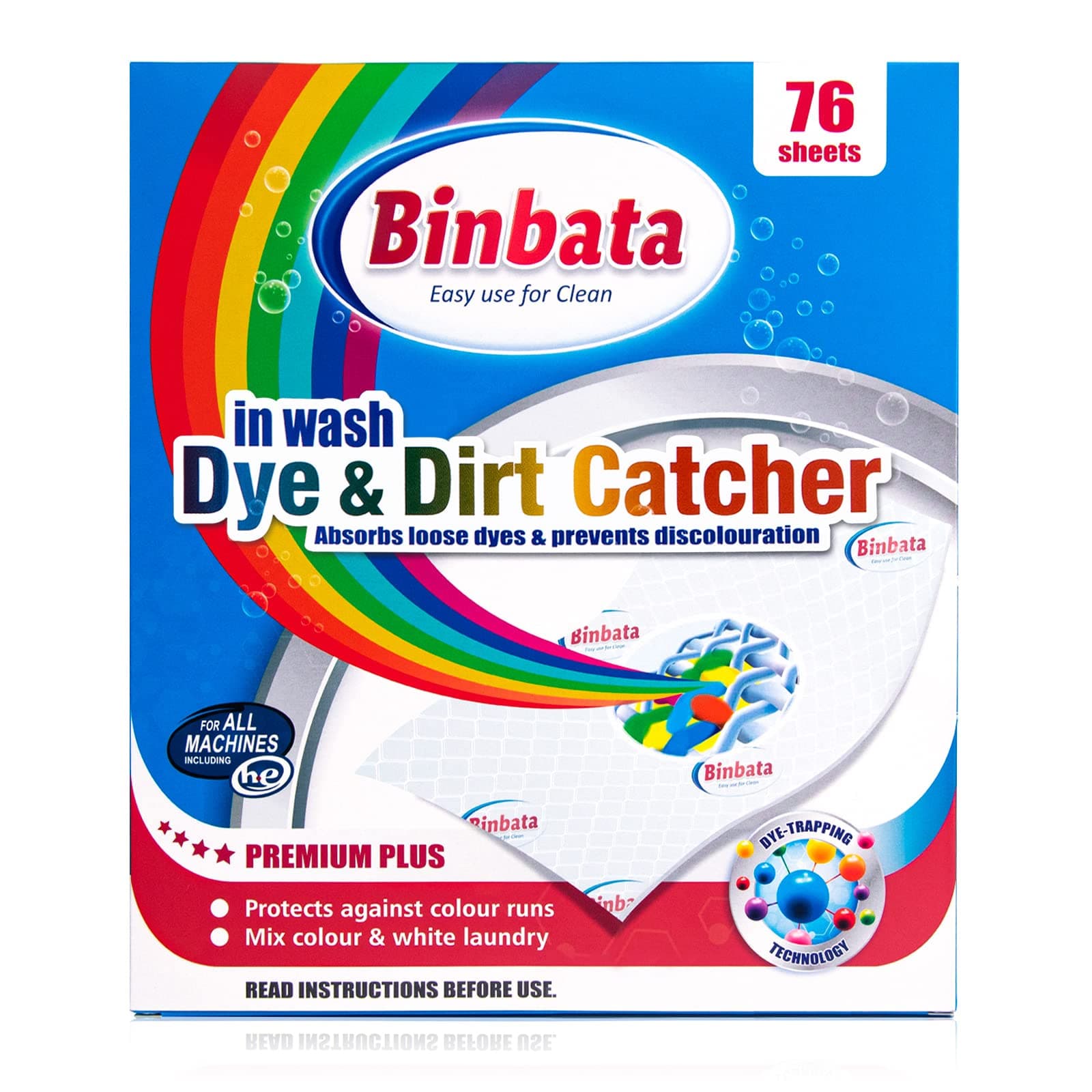 Binbata Color Grasper for Laundry 76 Count, Dye Catcher Color Grabber Sheet