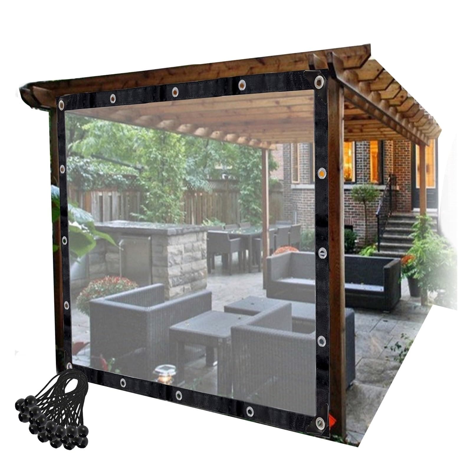 Clear Plastic Tarpaulins with Eyelets, Vinyl Patio Enclosure Panels Outdoor Curtains for Patio, Pergola, Porch, Gazebos Partition Curtain HSYFdy (Color : Clear, Size : 14x14ft(4.3x4.3m))