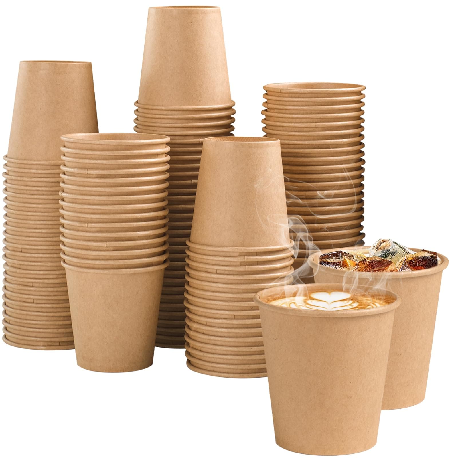 Lamosi 100 Count 3 oz Kraft Paper Cups, Disposable Small Coffee Cups