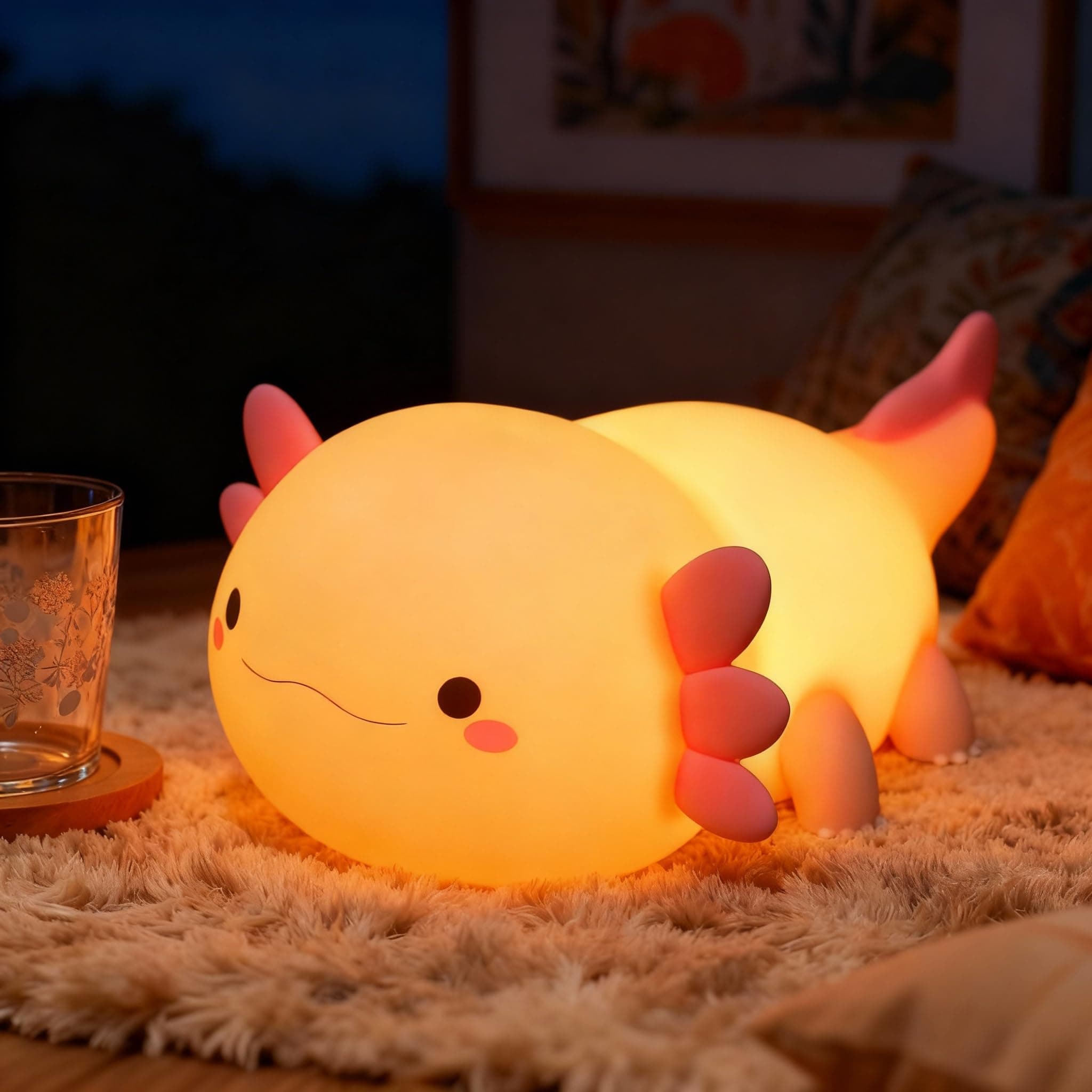 Amaredom Axolotl Night Light, Cute Axolotl Lamp, Silicone Dimmable for Baby