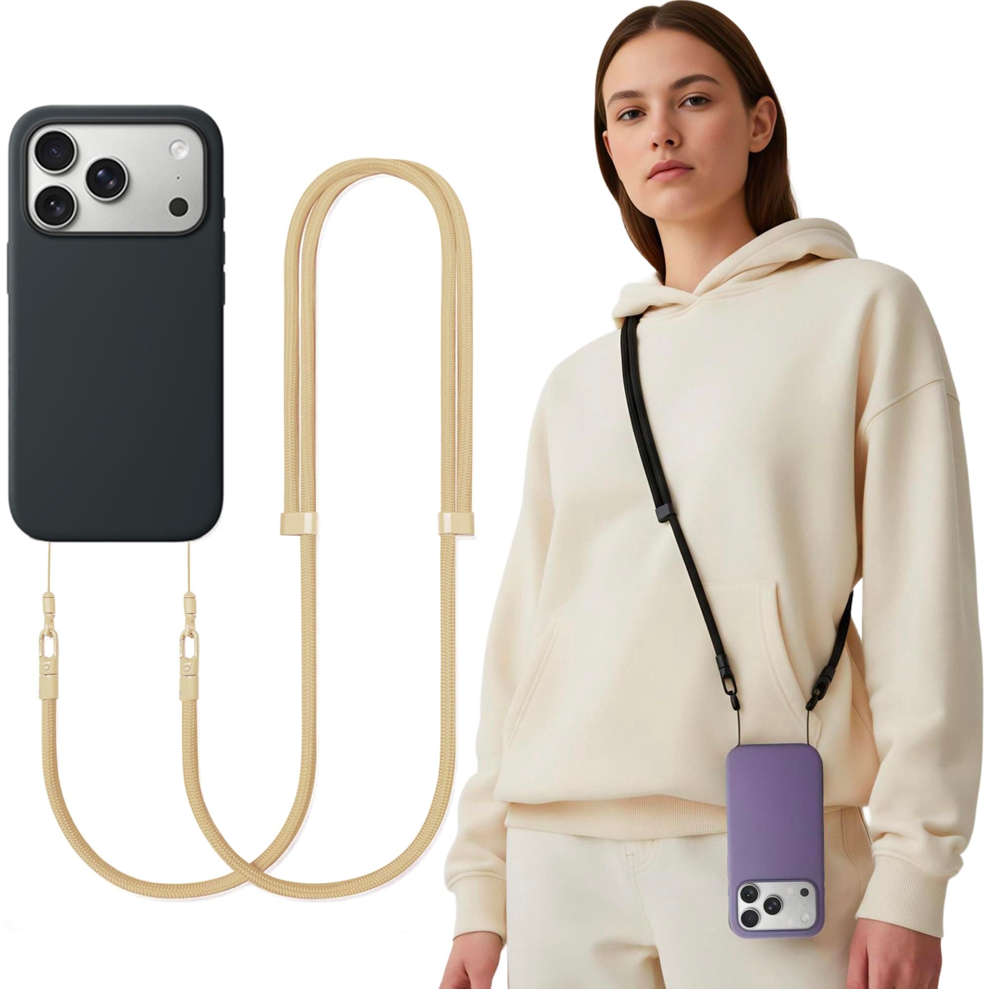 iBestgol Phone Lanyard Crossbody Compatible with iPhone 17/Air/Pro/Max Phone Cases & Most Phone Cases, Adjustable Anti-Theft Neck Holder for Women & Men