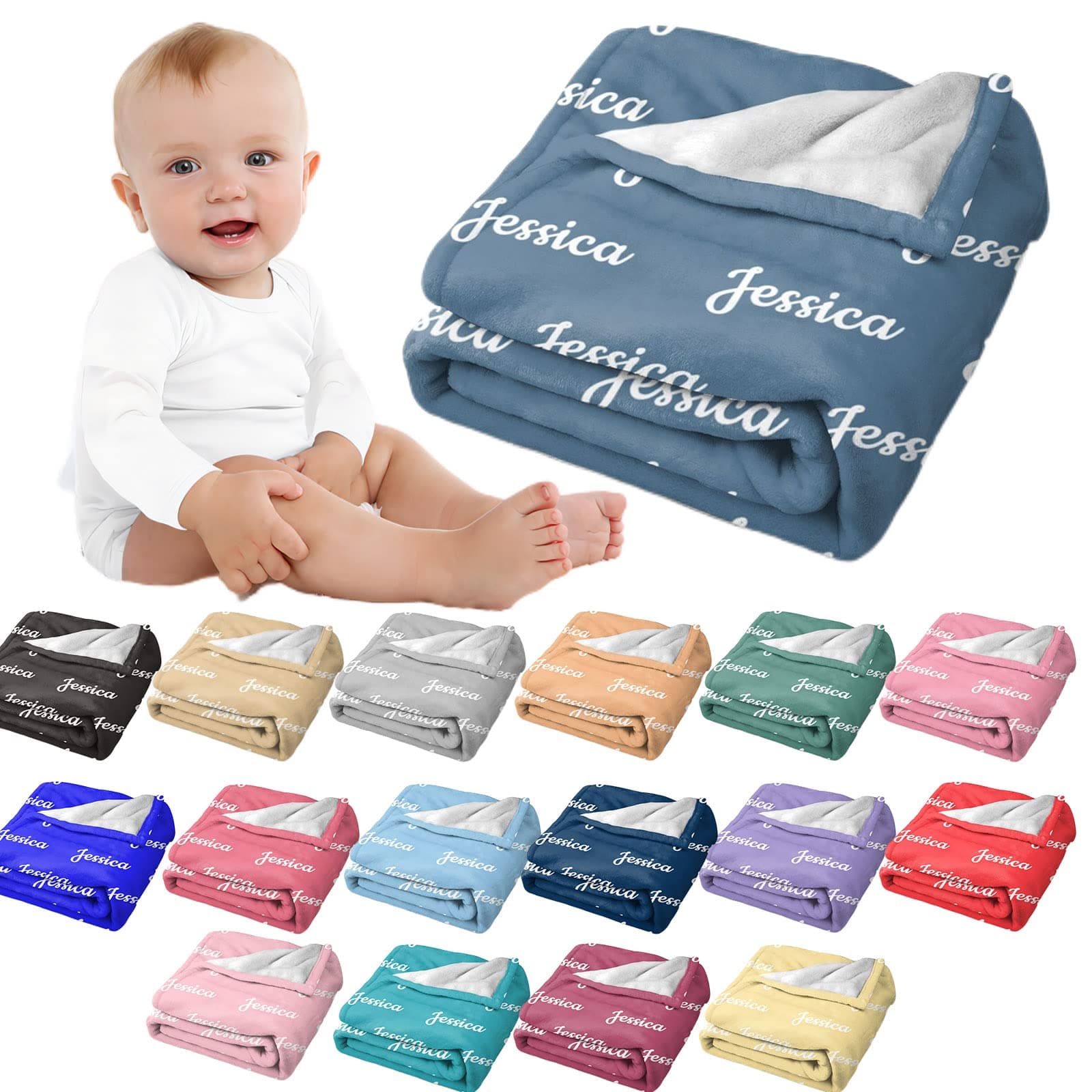 WTCWY Custom Baby Blankets for Girls Boys with Name Personalized Kids Items Girl Boy Gifts 30''x40''