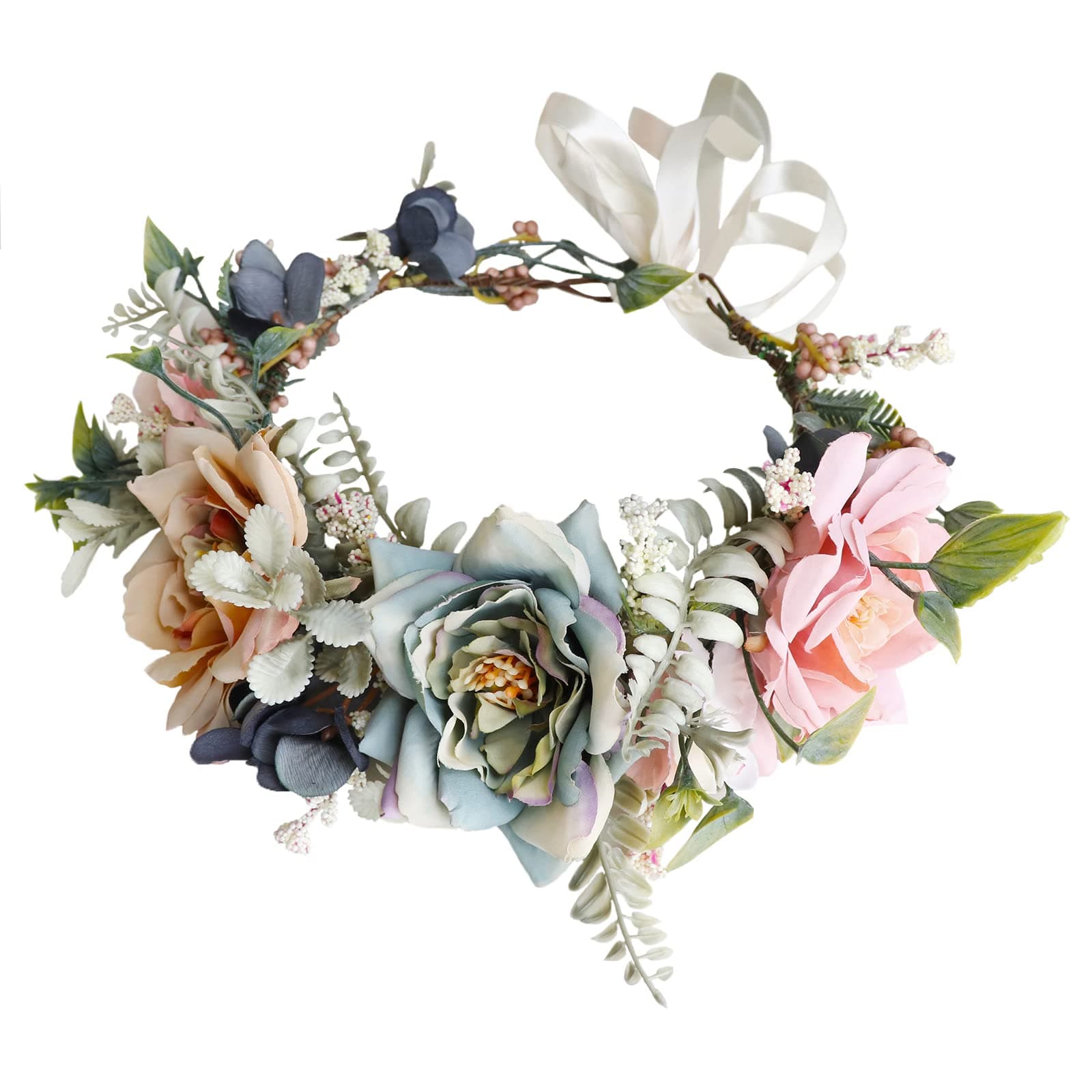 Vivivalue Wedding Floral Crown Women Flower Headband Headpiece Halo