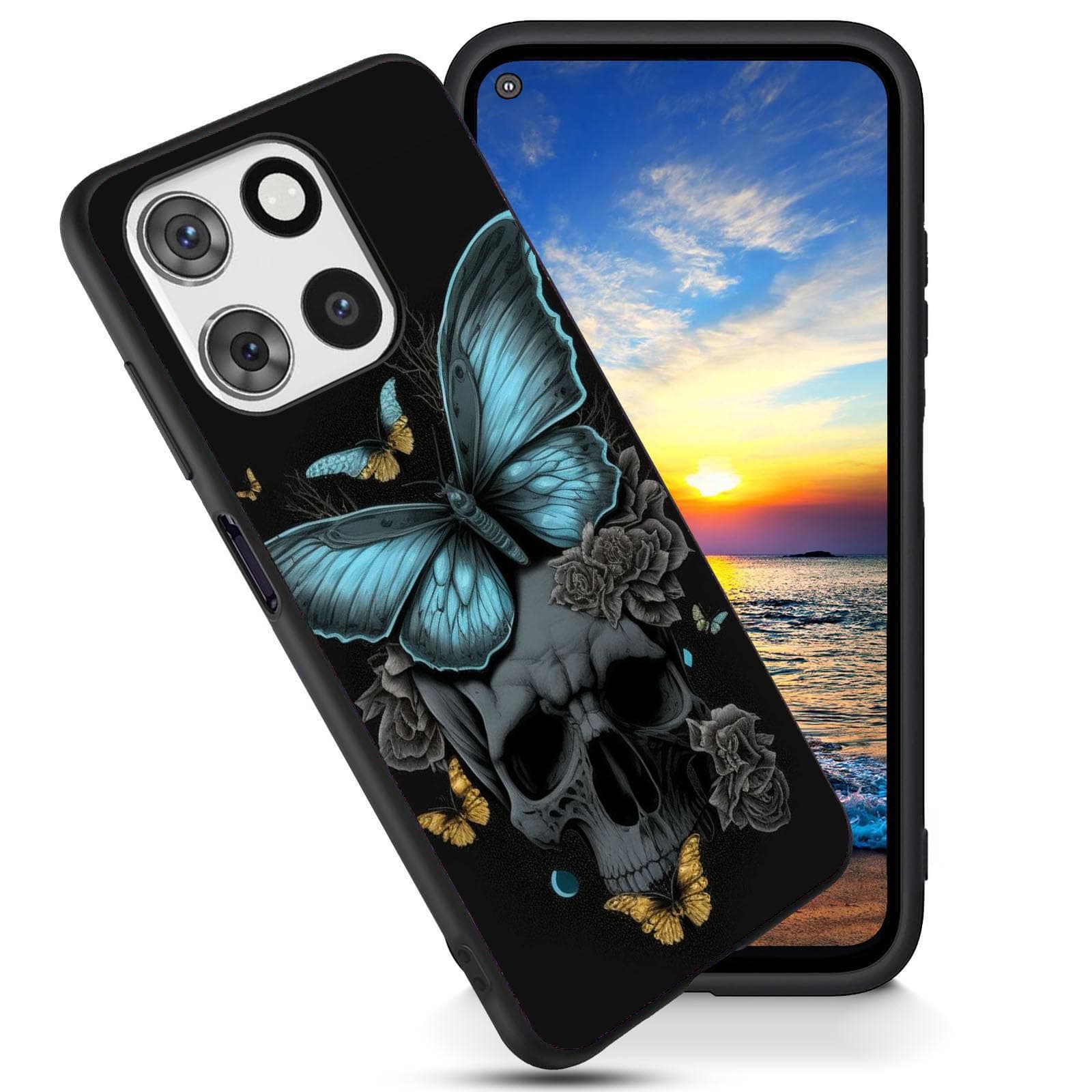 FGDRFGRW Designed for Motorola Moto G 5G 2025 6.7" Case,Soft Frosted TPU Ultra Thin,Shock-Absorption,Anti-Scratch Protective Cover,Butterfly Skull Flower
