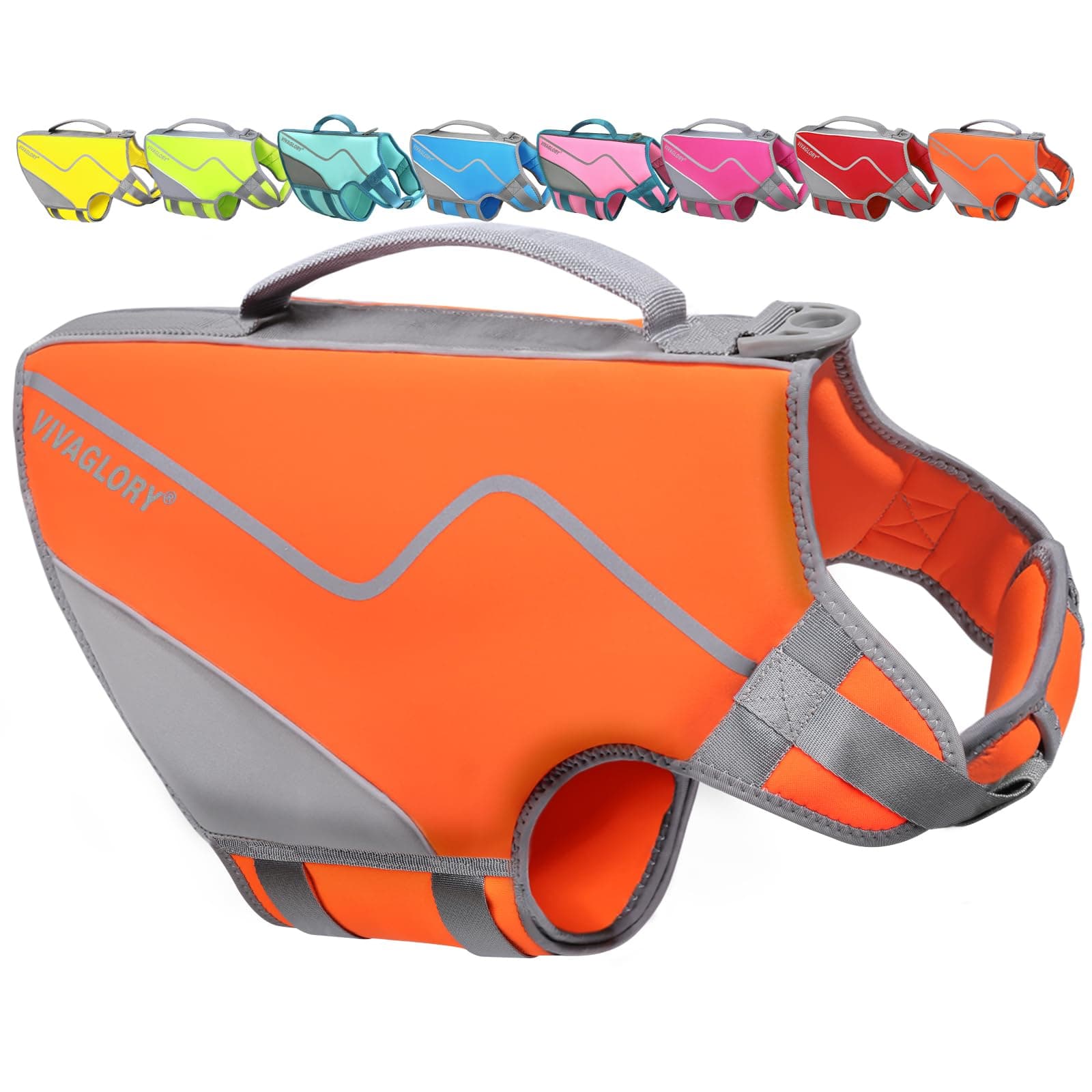 VIVAGLORY Dog Life Jacket Neoprene Dog Life Vest, S, Rising Orange