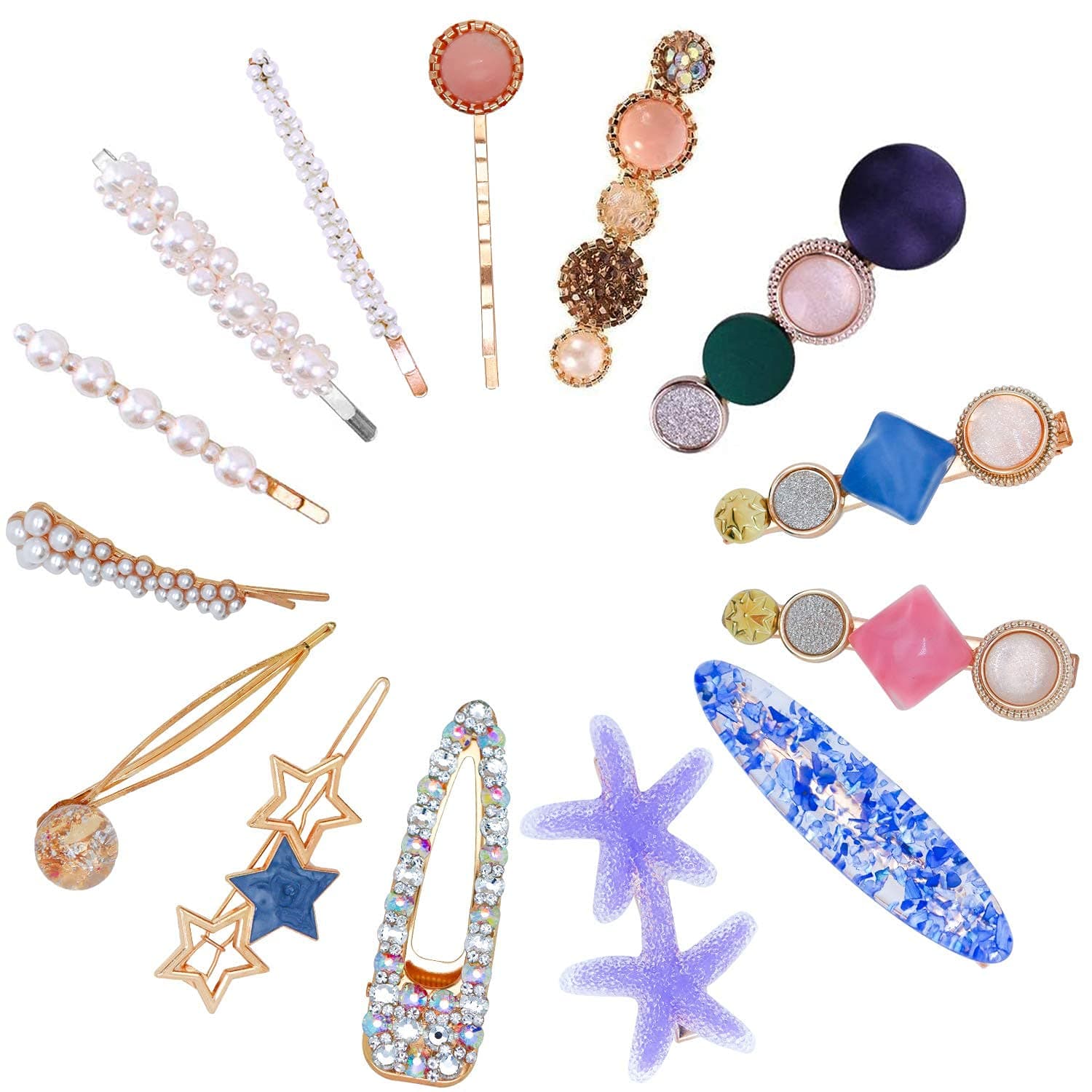 SUNRING Korean Fashion Style Pearl Rhinestone Metal Hair Clips Hair Pin Stylish Hair Accessories for girls women (Pack of 5, multicolor)