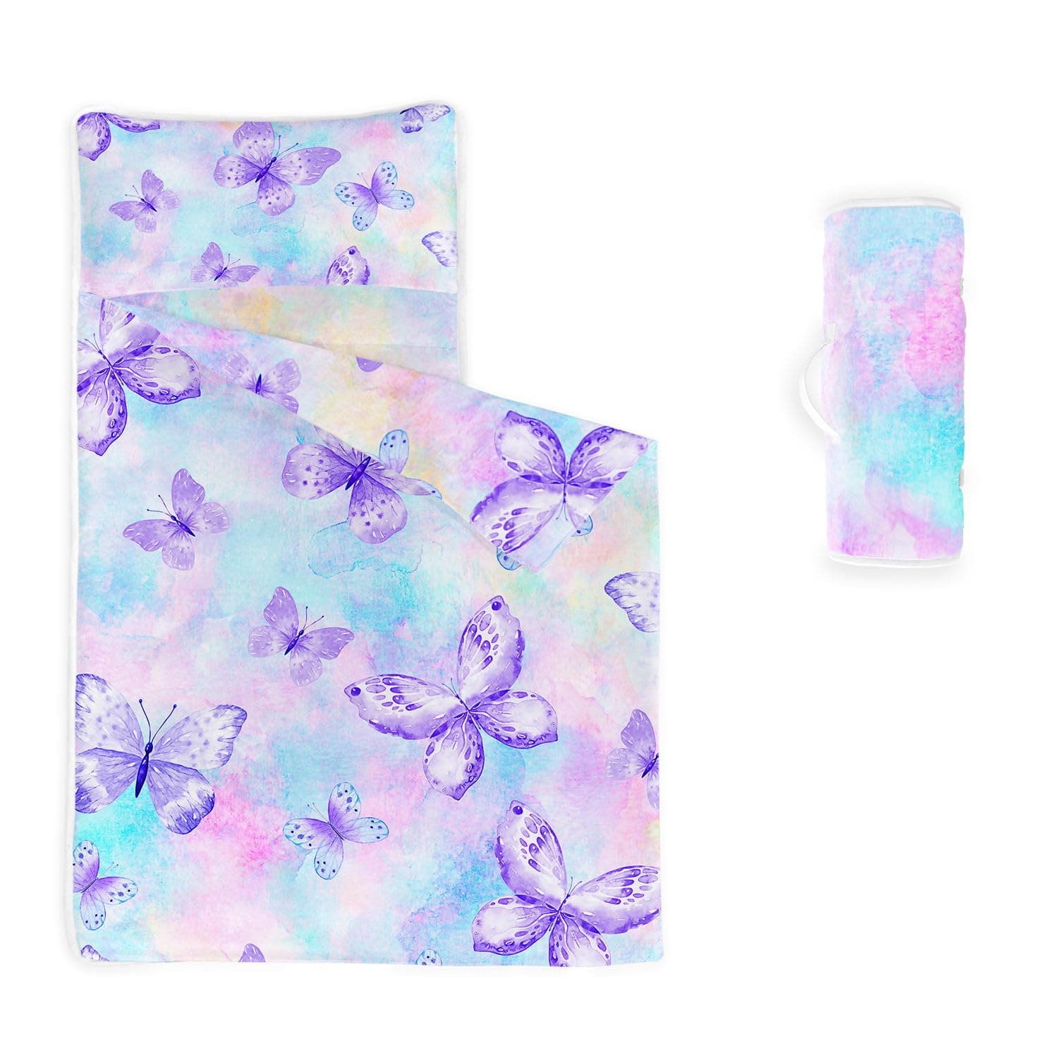 Datura home Nap Mat -Butterfly Sleeping Bag with Removable Pillow - Daycare and Sleepovers Preschool Kindergarten Bedding Set for Kids Toddler Boys Girls(Butterfly1 Standard)