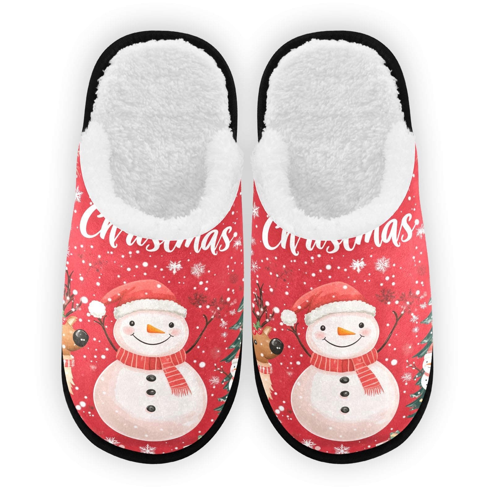 KOPIRIT Christmas Red Snowman Santa Slippers for Women Men Soft Washable Spa Slippers Comfy Indoor Travel Slipper for Guest Travel Hotel Wedding,M, Mulit, Large