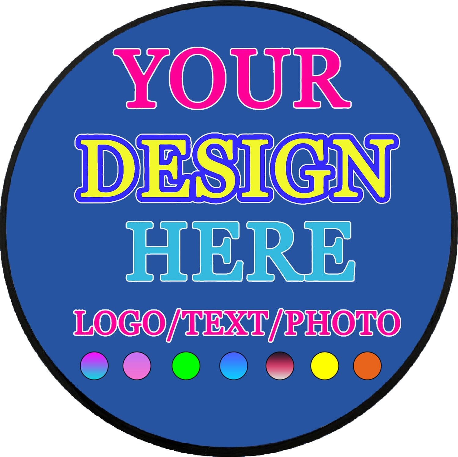 Custom Round Rug, Add Your Own Image Text Photo Logo Personalized Circular Carpet for Kids Nursery Room, Living Room, Bedroom Use, 32 in, Bluish Violet