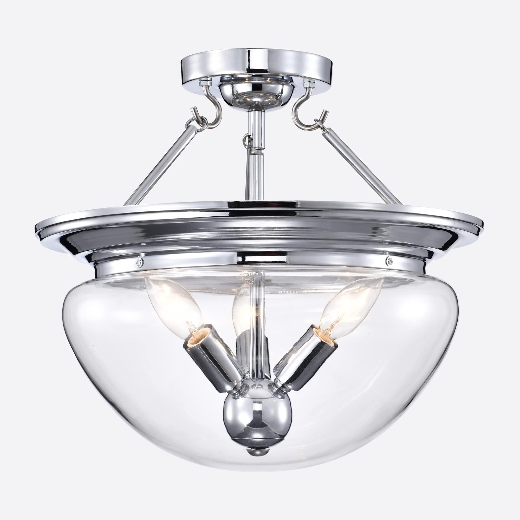 WAREHOUSE OF TIFFANY'S FC10004/3CH Latona 15 in. 3-Light Indoor Polished Chrome Finish Semi-Flush Mount Ceiling Light with Light Kit and Remote