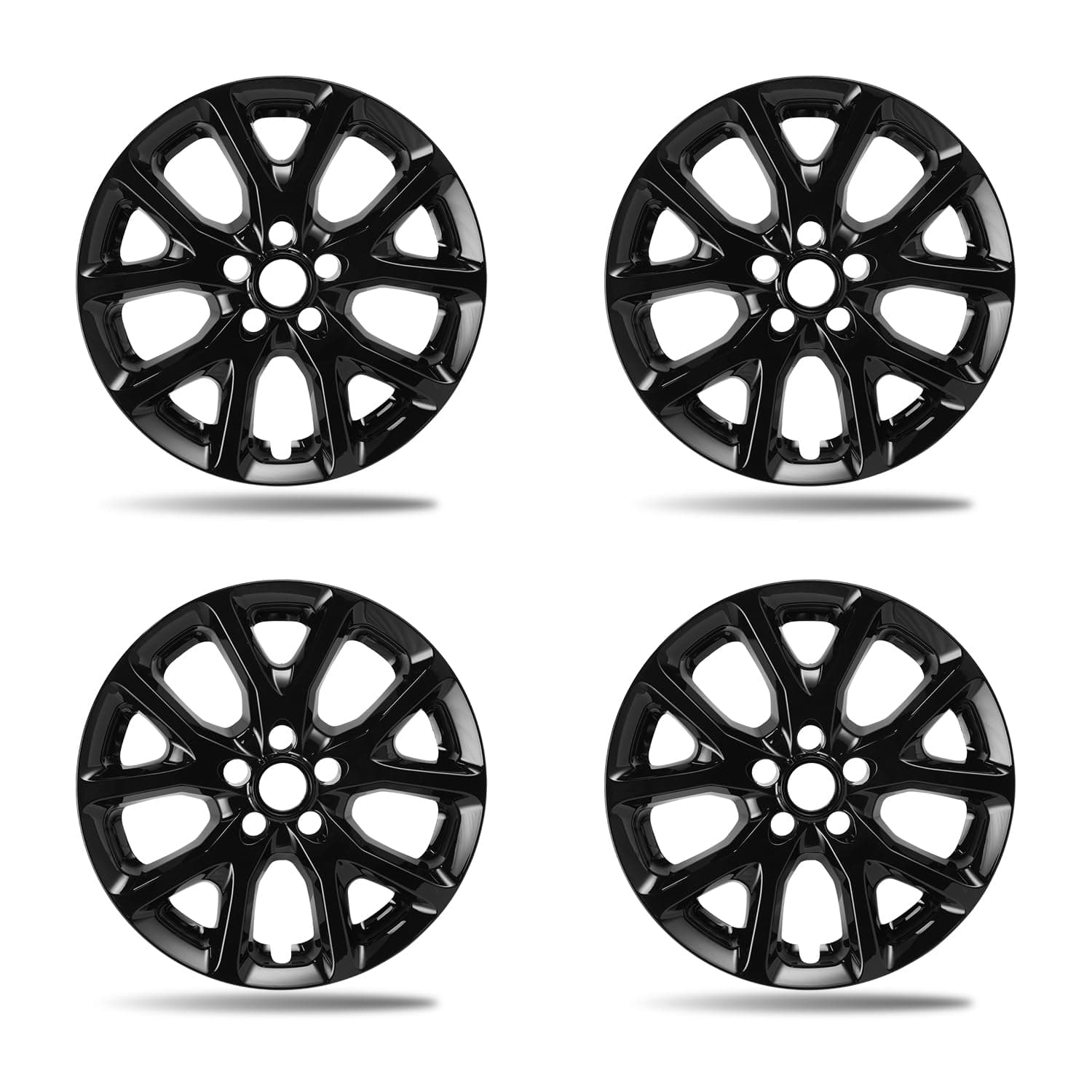 Paanlok 17 Inch Gloss Black Wheel Skins for 2014-2018 Jeep Cherokee OEM Alloy Wheels, Compatible with OEM Part# 1UT90GSAAA / 1UT90TRMAA / 1UT90DD5AA, 5 Double Spoke Snap-On KL Wheel Covers 4-Pack