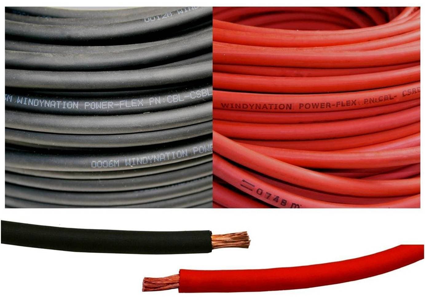 WINDYNATION 6 AWG 6 Gauge Red and Black Welding Lead & Car Battery Copper Cable Wire - Car, RV, Inverter, Solar, Battery