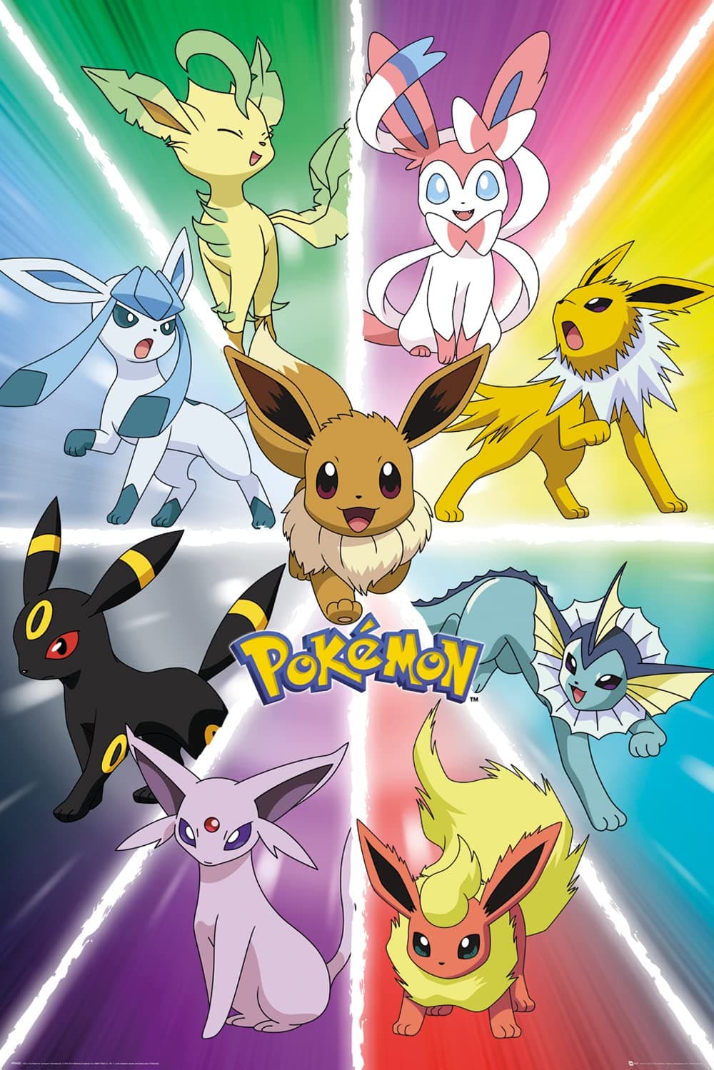GB eye FP4426 Pokemon Eevee Evolution Maxi Poster, Wood, Various, 65 x 3.5 x 3.5 cm