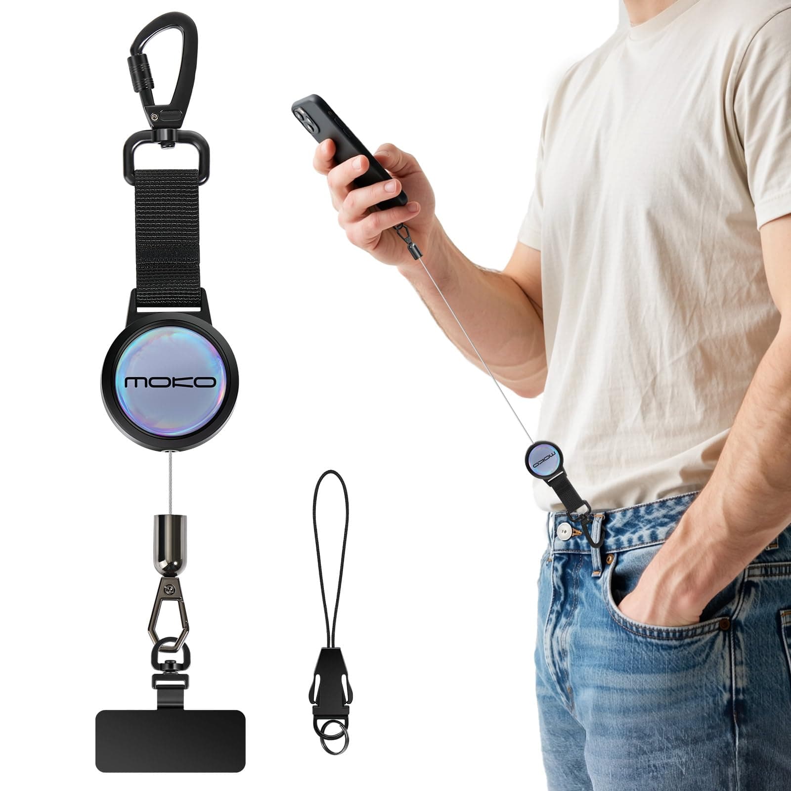 MoKo Anti-theft Phone Tether, Phone Lanyard Retractable Steel Line
