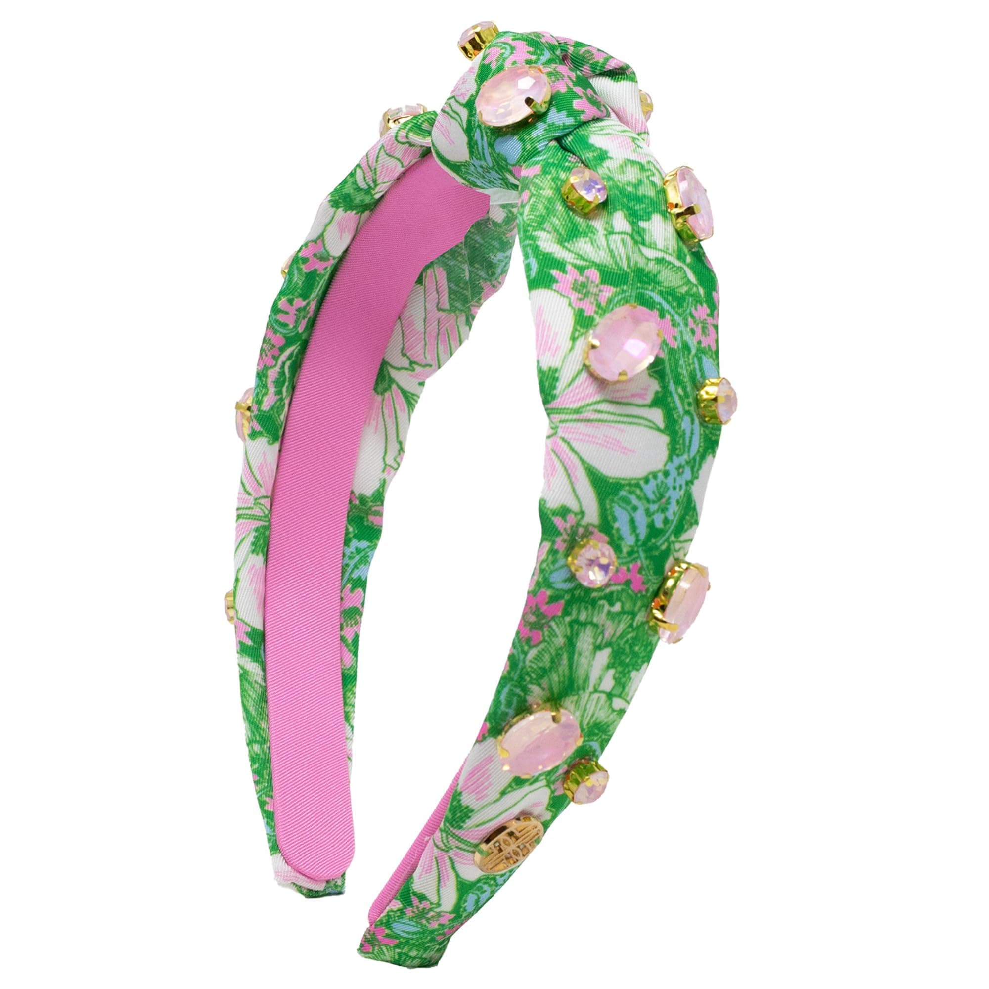 Lilly Pulitzer Small Embellished Slim Knot Headband for Girls, Colorful Knotted Headband, Cute Hair Accessories (Poppyland Home)
