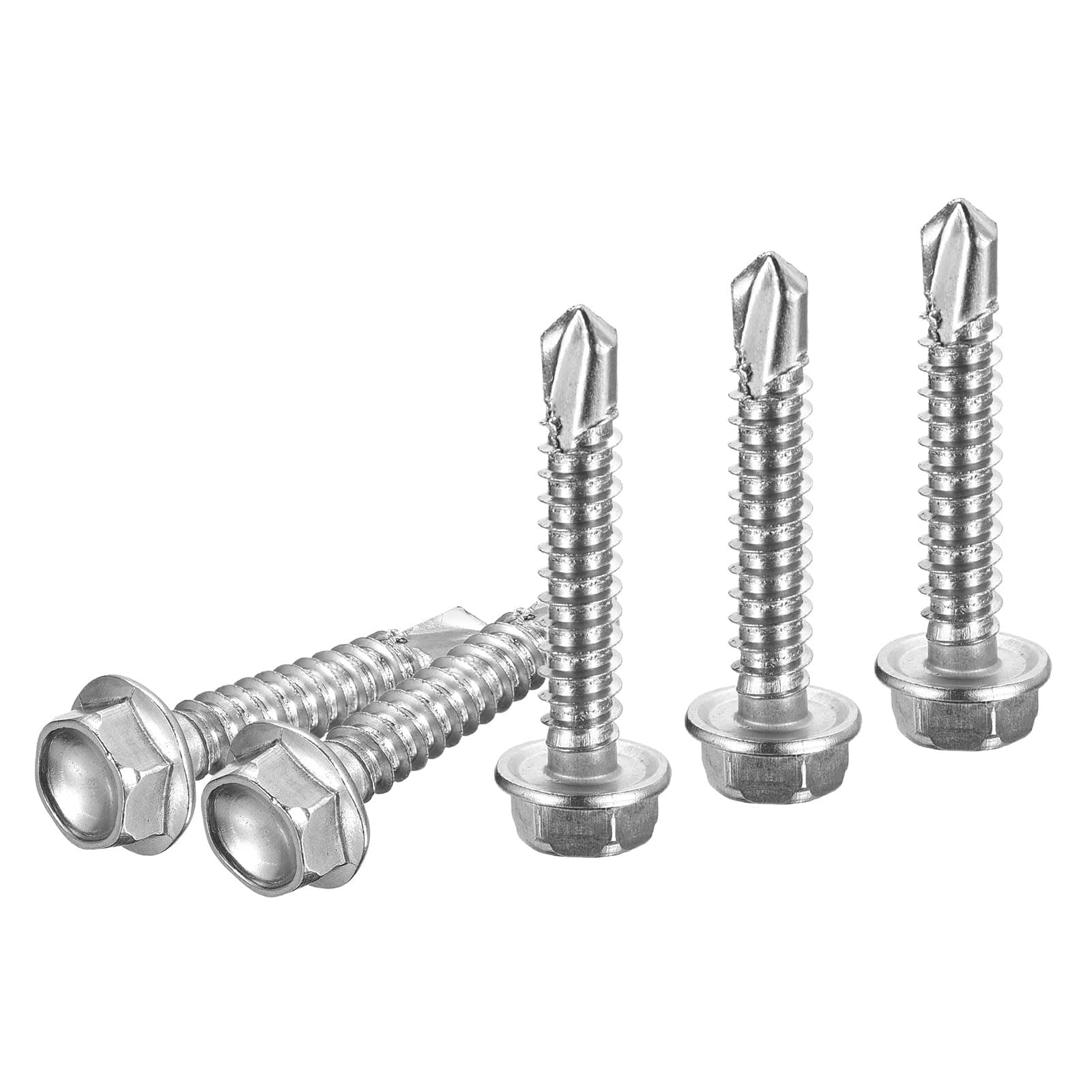 DTGN #14x1-1/2 Hex Washer Head Self Drilling Screws - 100Pack - Good for Machine - 410 Stainless Steel - Self Tapping Sheet Metal Screws