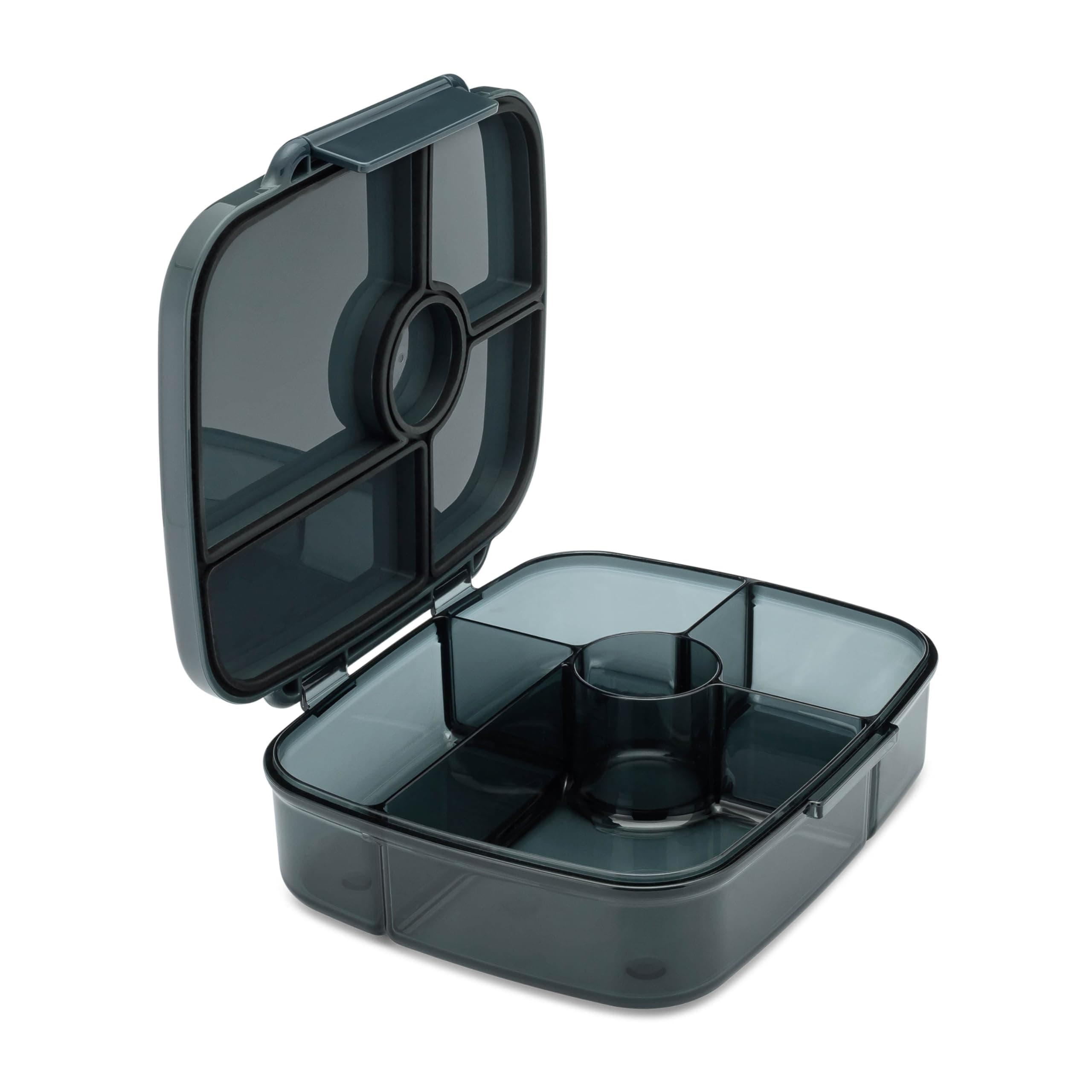 Yumbox Go Bento Lunch Box for Kids and Adults, Leakproof Lids, Deep Tray, 5 Compartments, Removable Gasket, Compact, Lightweight, Food Safe (Charcoal Berlin Gray)