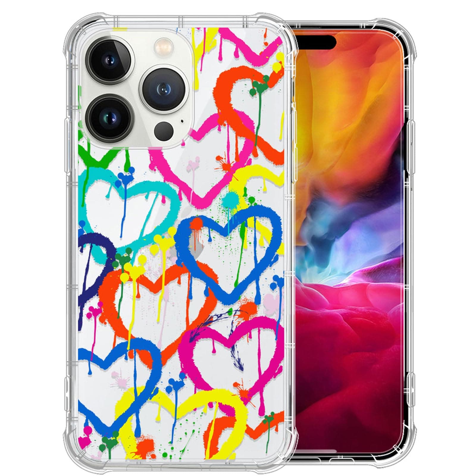ZHEGAILIAN Case Compatible with iPhone 15 Pro Case,Rainbow Love Pattern Clear Anti-Scratch Case for iPhone 15 Pro,Shockproof Transparent Soft Cover for iPhone 15 Pro