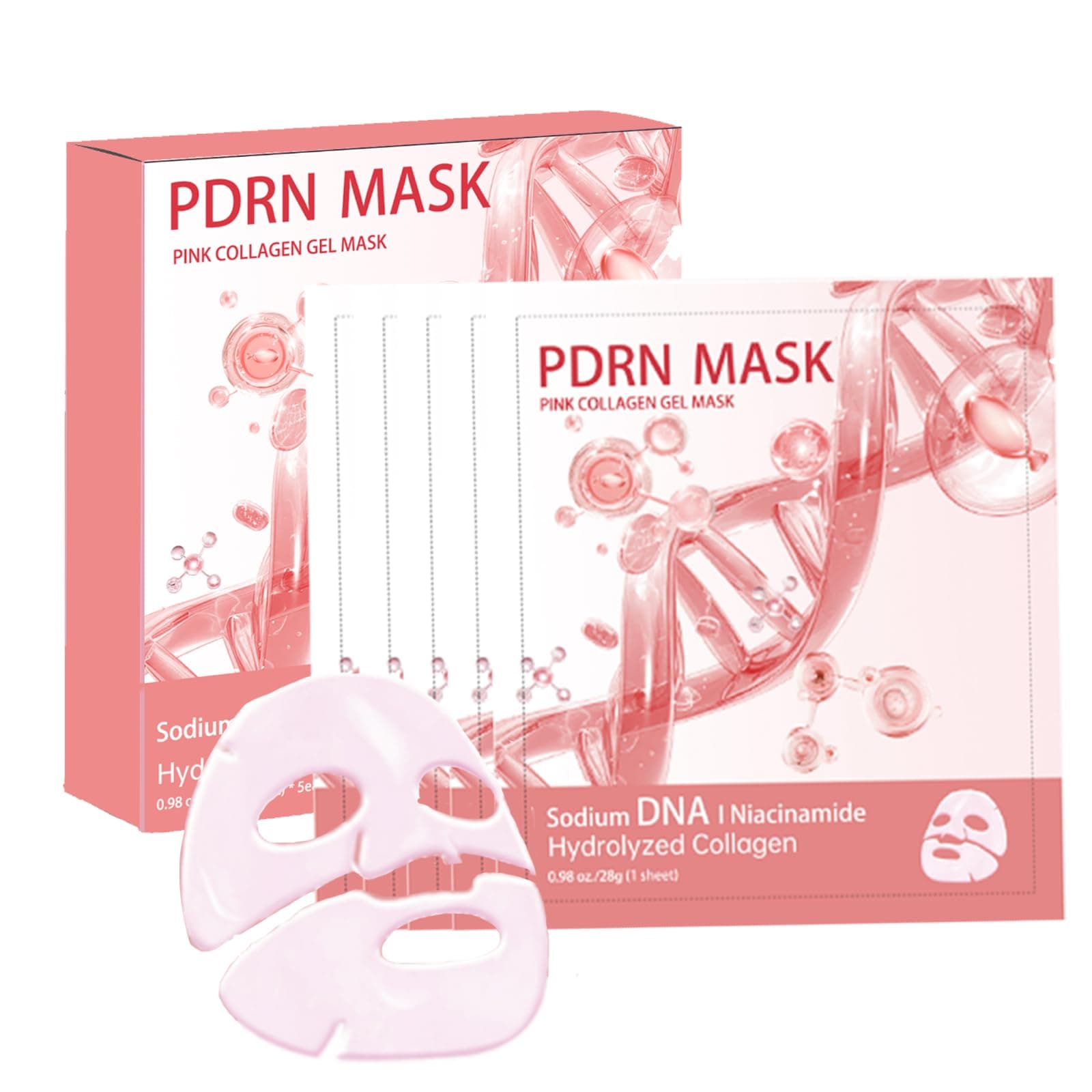 5 Pack Salmon DNA PDRN Pink Collagen Gel Face Mask – Overnight Hydrogel Korean Skincare, Firming & Hydrating Mask for Elasticity, Radiance Boost, Skin Recovery, All Skin Types