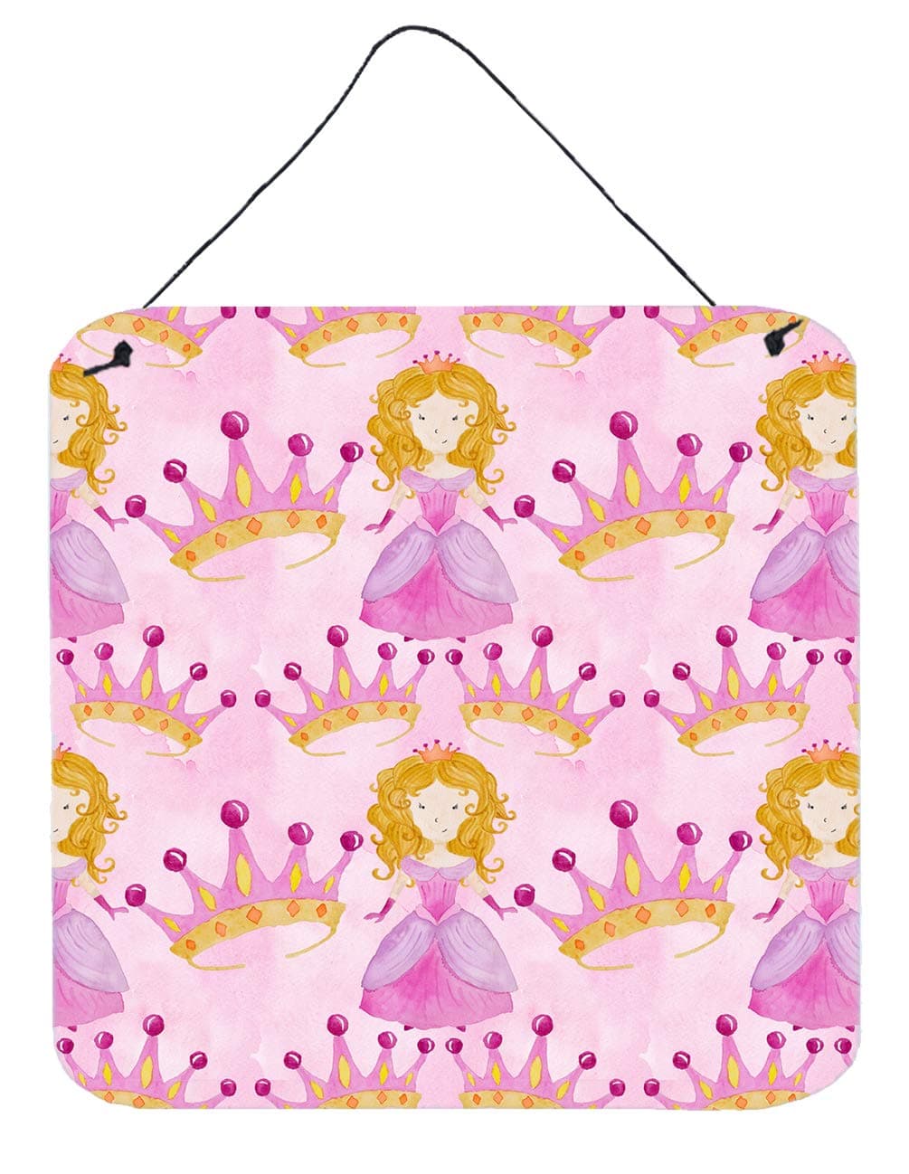 Caroline's Treasures Watercolor Princess and Crown Metal Print, 6" H x 6" W, Multicolor