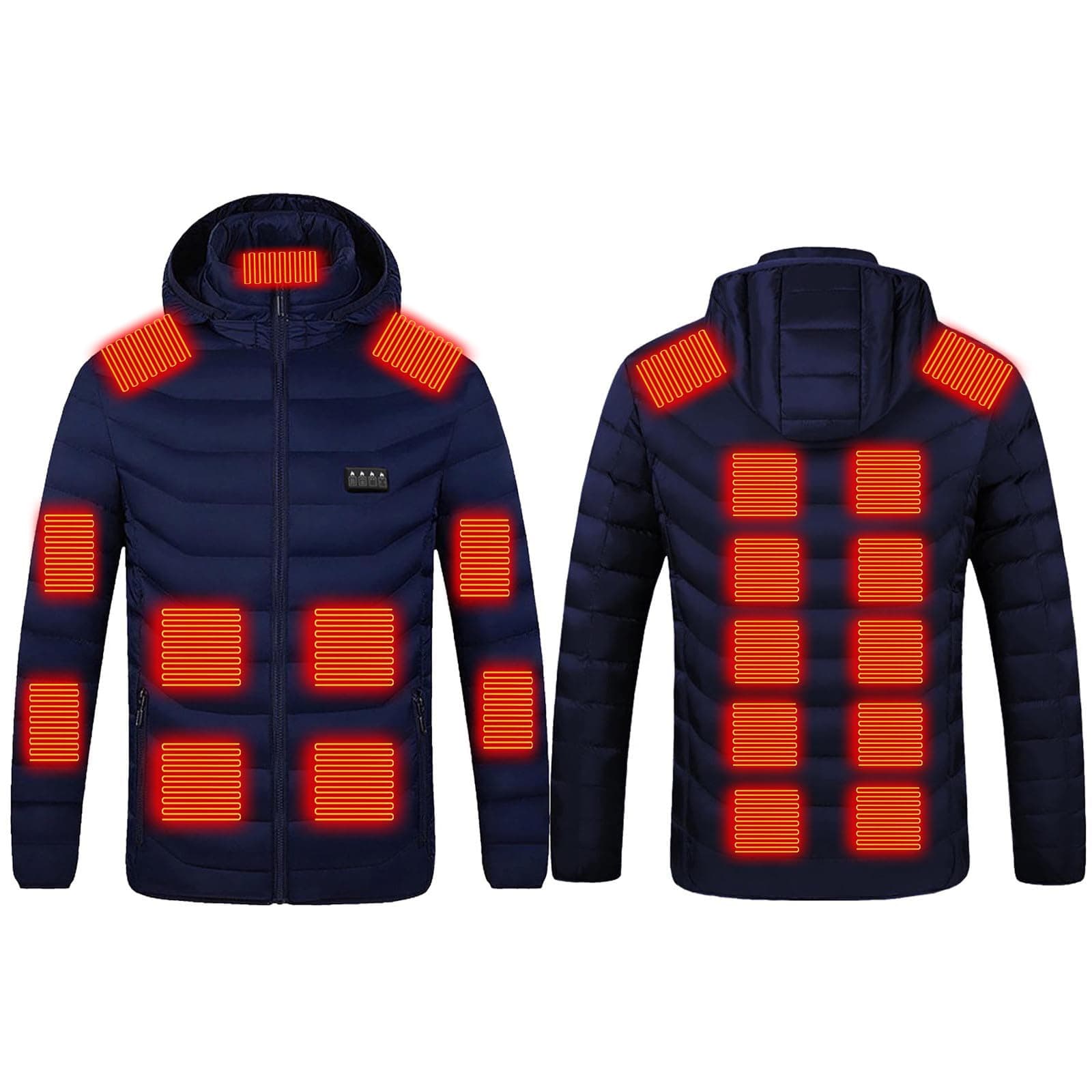AEPTDEO Heated Jackets for Men Women Windproof Multi-Zone Heating Winter Coats Detachable Hood USB Charging Jacket Unisex