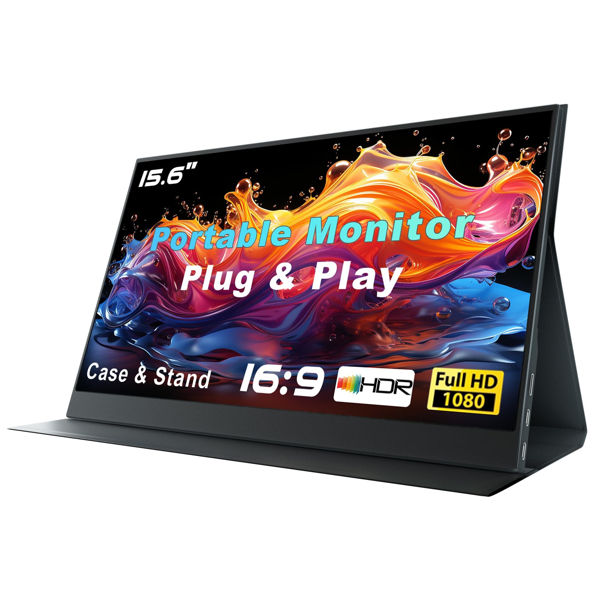 Portable Monitor for Laptop 15.6 Inch 1080P FHD External Portable Monitor Second Screen with USB C Mini HDMI Cover Speaker for Laptop PC Computer MAC Phone PS4/5 Xbox Switch Travel Gaming Work