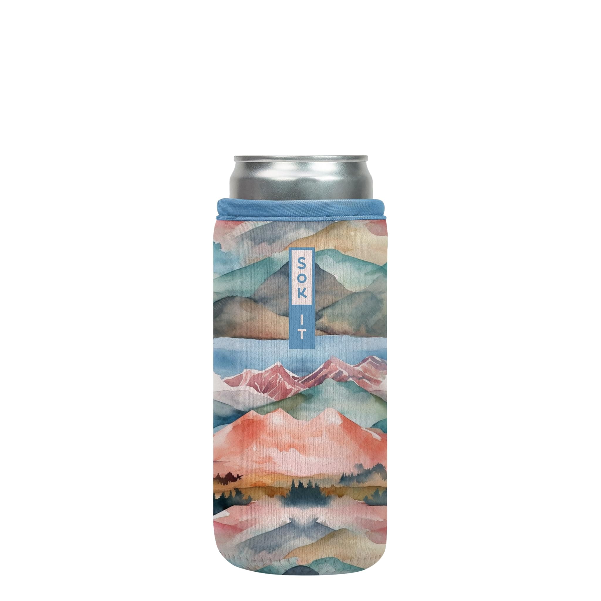 Sok It CanSok Sleeve for Beer & Soda Insulated Neoprene Cover (Wanderlust Wonders, 12oz Slim Can Sleeve)