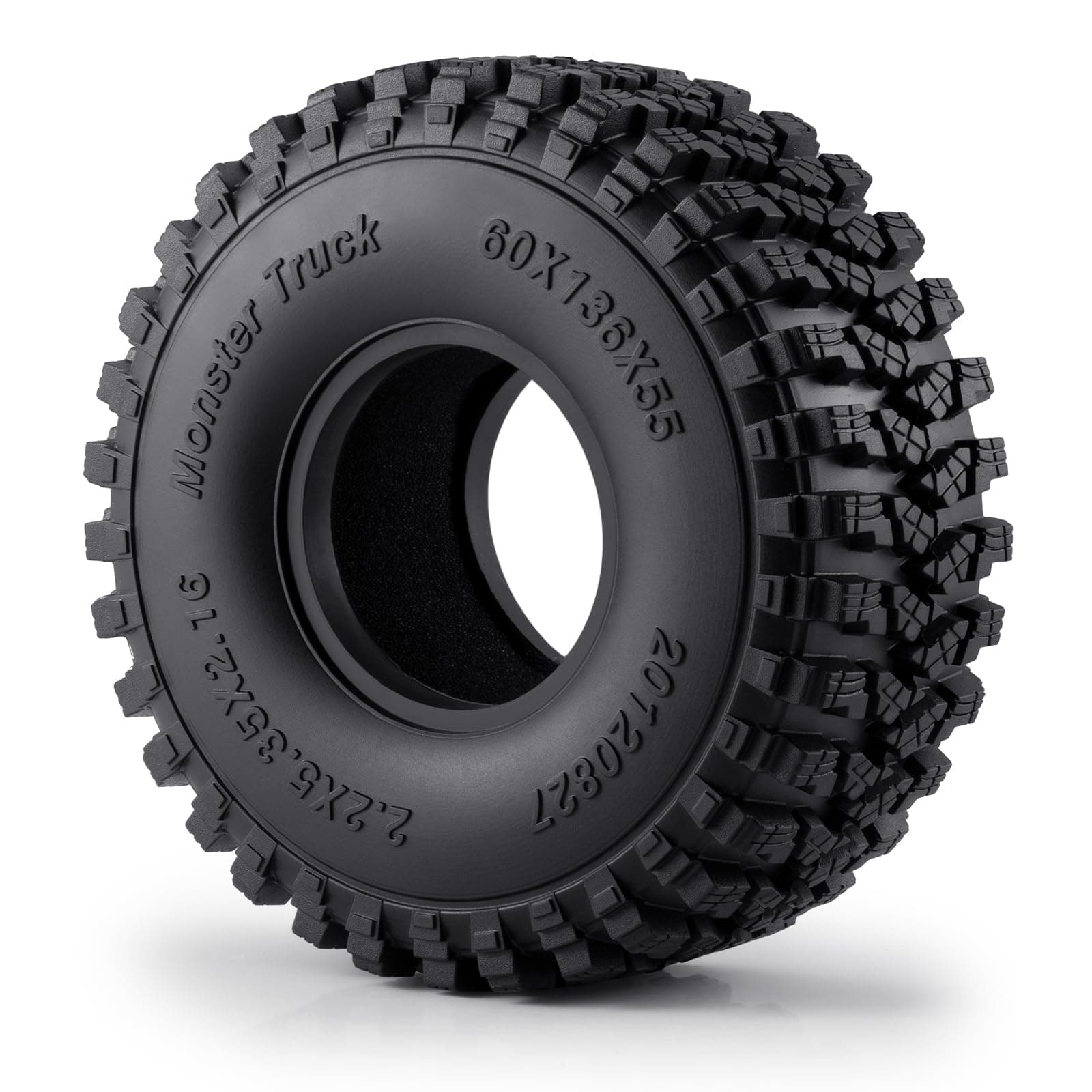 MORFUM 4PCS RC 2.2" Crawler Tires with Foam Inserts Mud Terrain Super Grip Soft Rubber Tires 136mm/5.35inch fit 2.2 Beadlock Wheels Compatible with TRX4 Axial SCX10 II AX10 Wraith D90