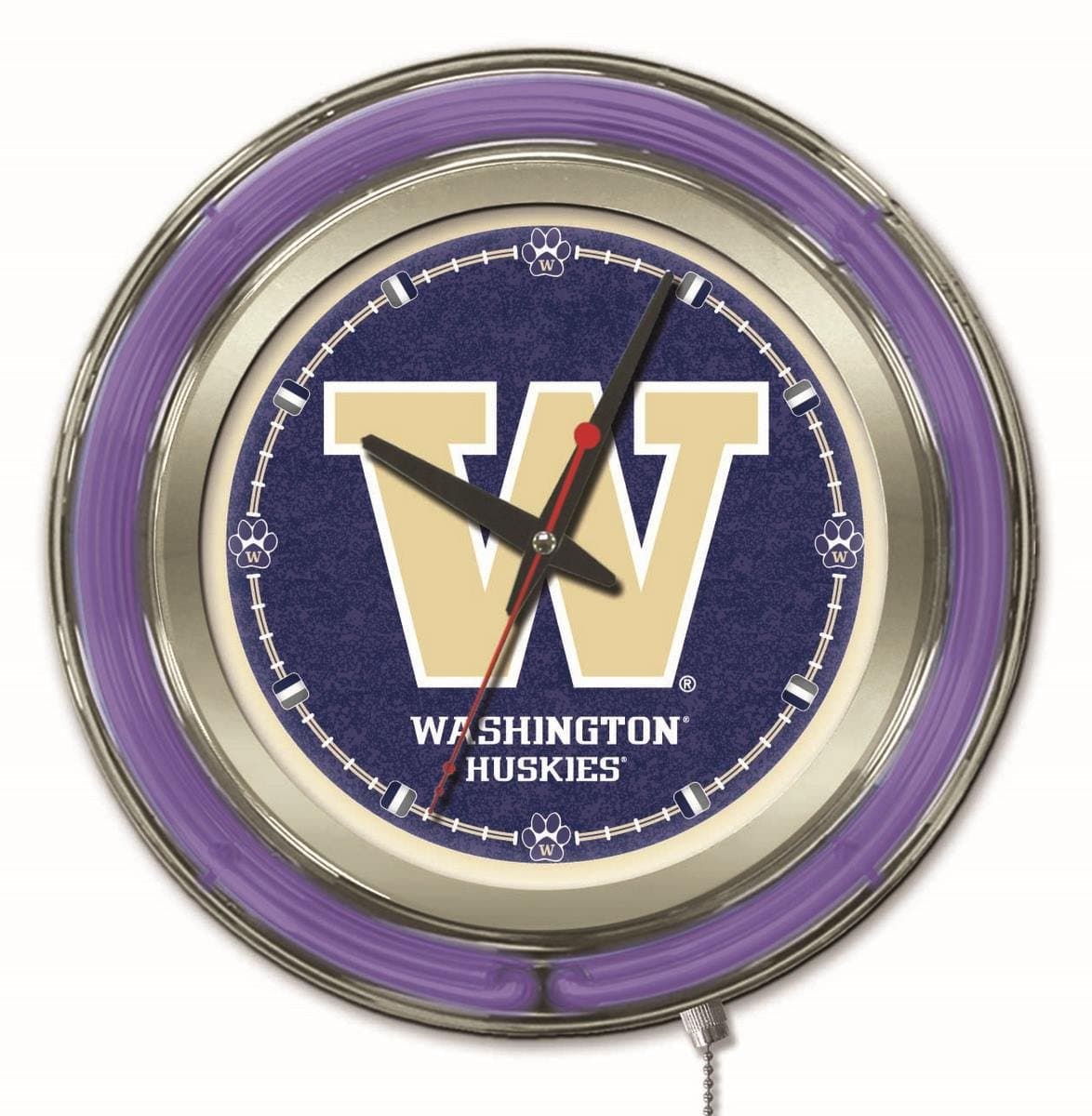 Holland Bar Stool NCAA Washington Huskies Double Neon Ring 15-Inch Diameter Logo Clock
