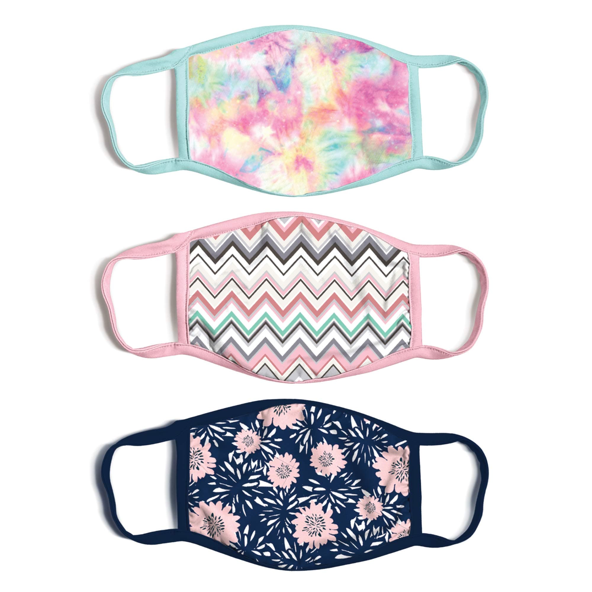 ABG Accessories Women's 3-Pack Adult Fashionable Protection, Reusable Fabric Face Mask, Multicolor