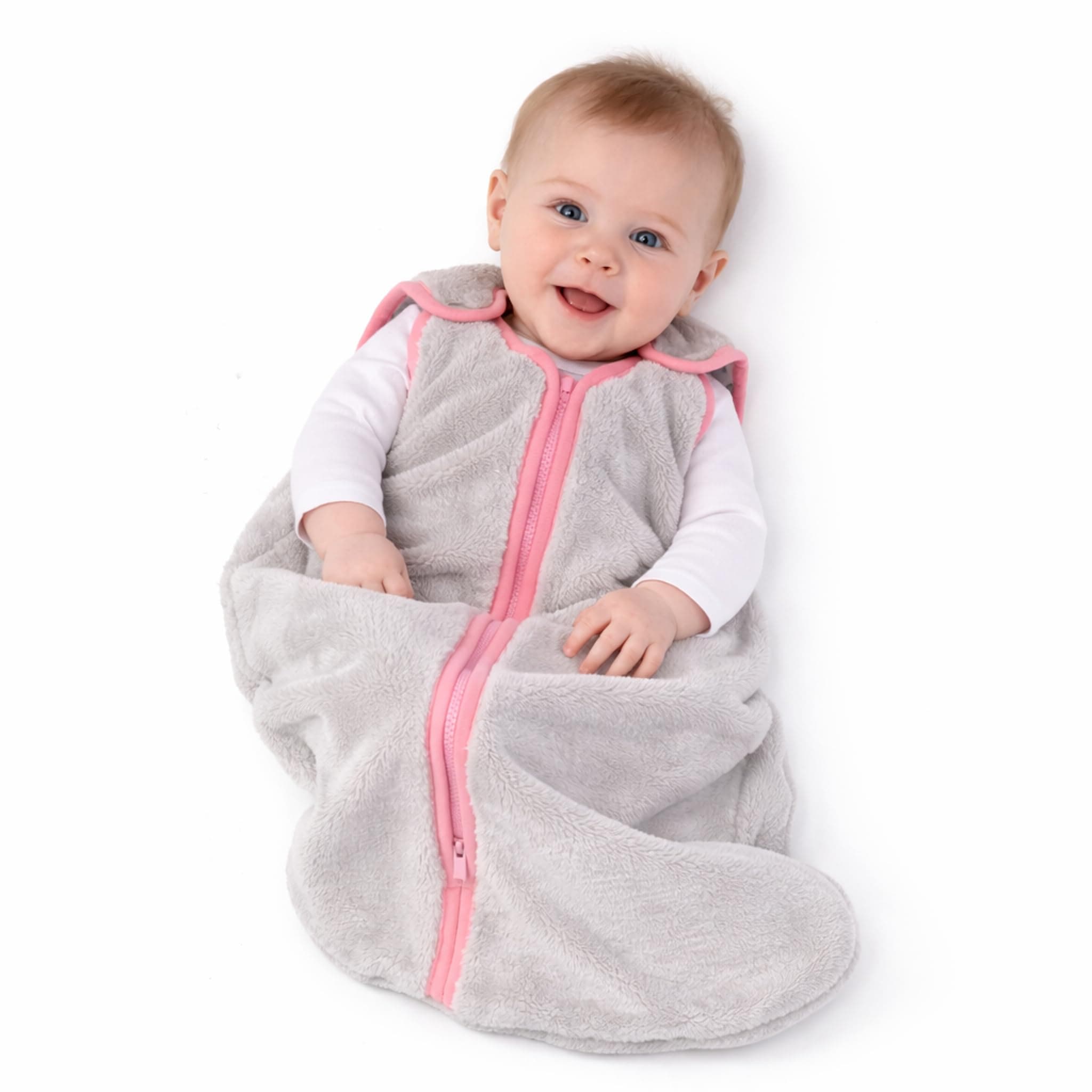 baby deedee Sleep Nest Teddy Baby Sleeping Bag, Gray Bubble Gum, Small (0-6 Month) (168)