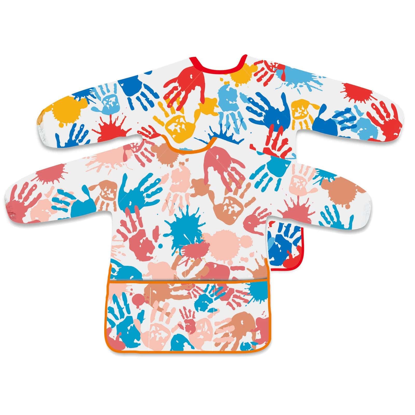 BOUBONI 2 Pcs Kids Art Smock Painting Apron Toddler Smock Long Sleeve with 3 Pockets for Art Painting Activity Kitchen Crafts
