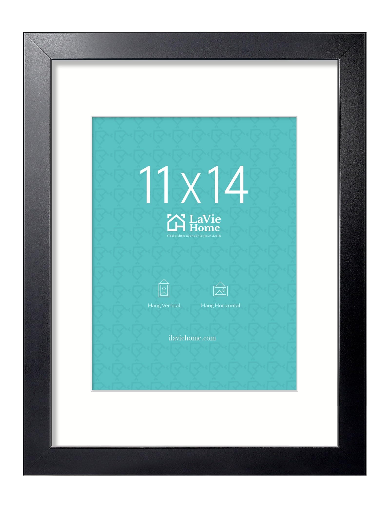 LaVie Home 11x14 Picture Frame, 11 x 14 Frame Display Pictures 8x10 with Mat or 11x14 Without Mat, Stable and Sturdy Black Frame and Polished Plexiglass, Horizontal and Vertical Format of The Walls