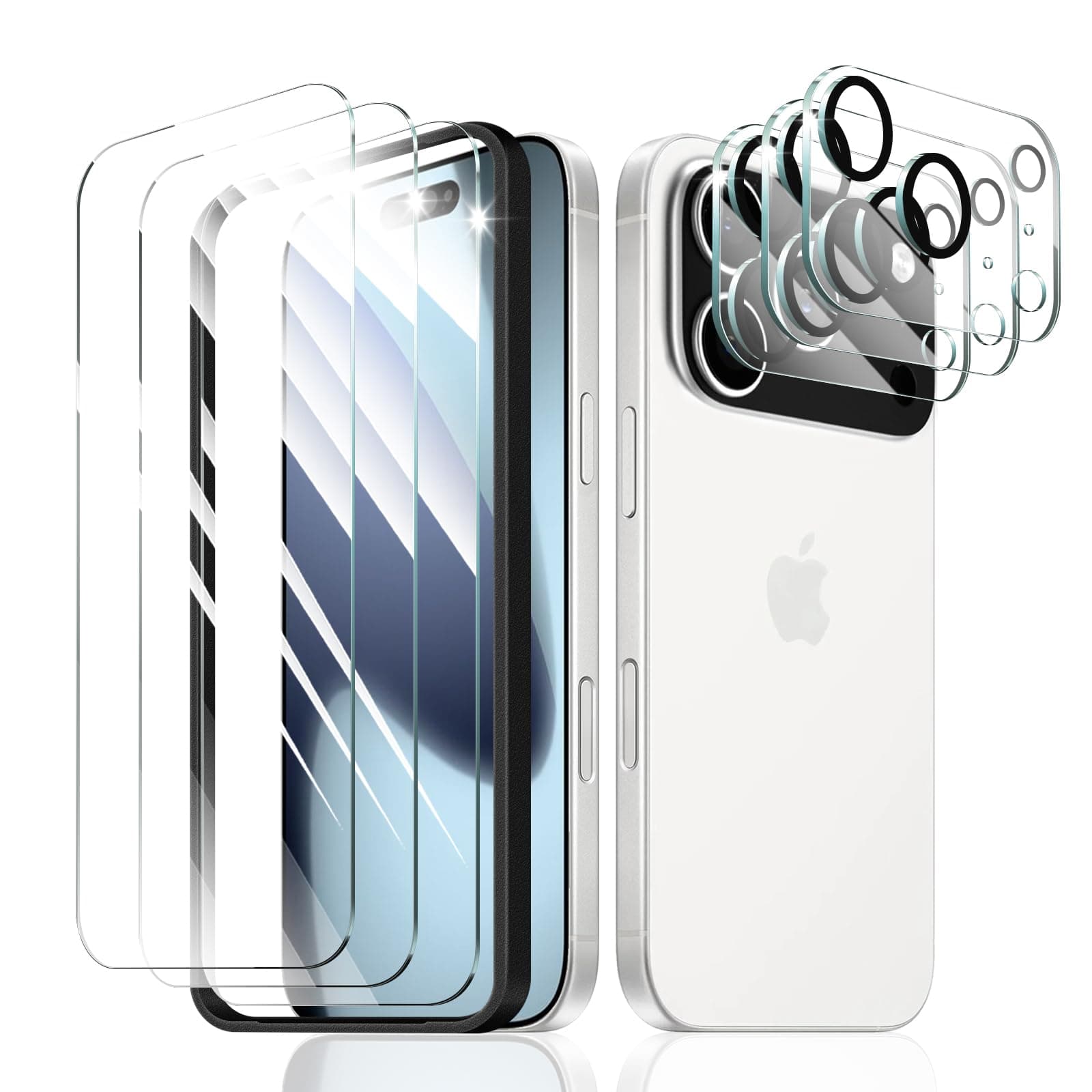 Fynorao 3+3+1-Pack, Screen Protector and Camera Lens Protector for iPhone 17 Pro Max with Installation Alignment Aid, Tempered Glass Film, Impact-Protection, HD, Anti-Scratch, 9H Hardness