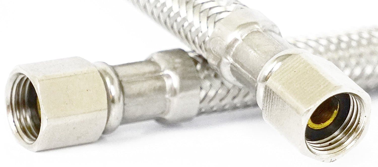 LASCO 10-0958 20-Foot Ice Maker Water Supply Line, Braided Stainless Steel, X 1/4-Inch Female Compression, 1-Pack