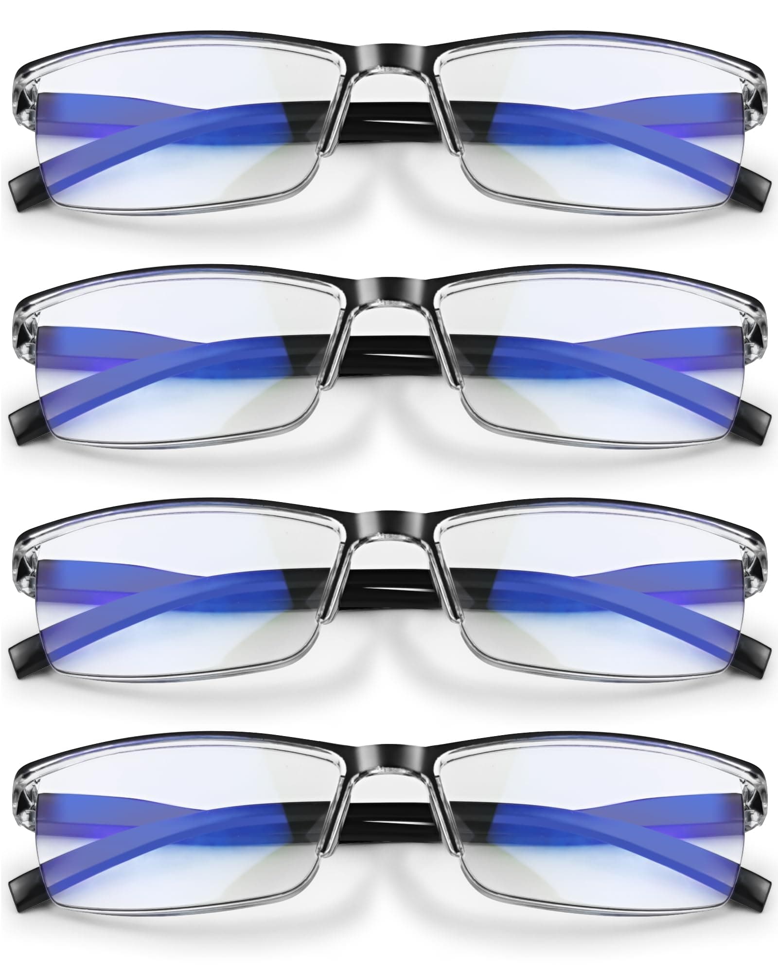 4 Pack Reading Glasses Men - Readers for Men Classic Style, Spring Hinges, Sturdy and Durable, Blue Light Protection Cheaters +1.25