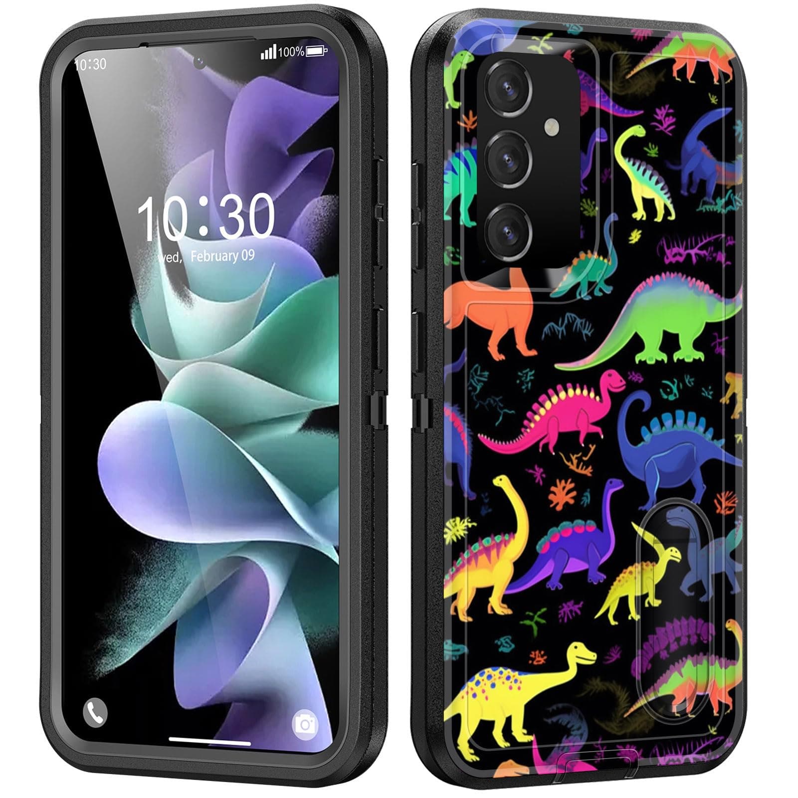 BFUKVOU for Galaxy S25 Plus Case with Built in Kickstand,Shockproof/Dustproof/Drop Proof 3-Layer Military Grade Protective Cover for Samsung Galaxy S25 Plus 6.7" 2025,Cute Dinosaur