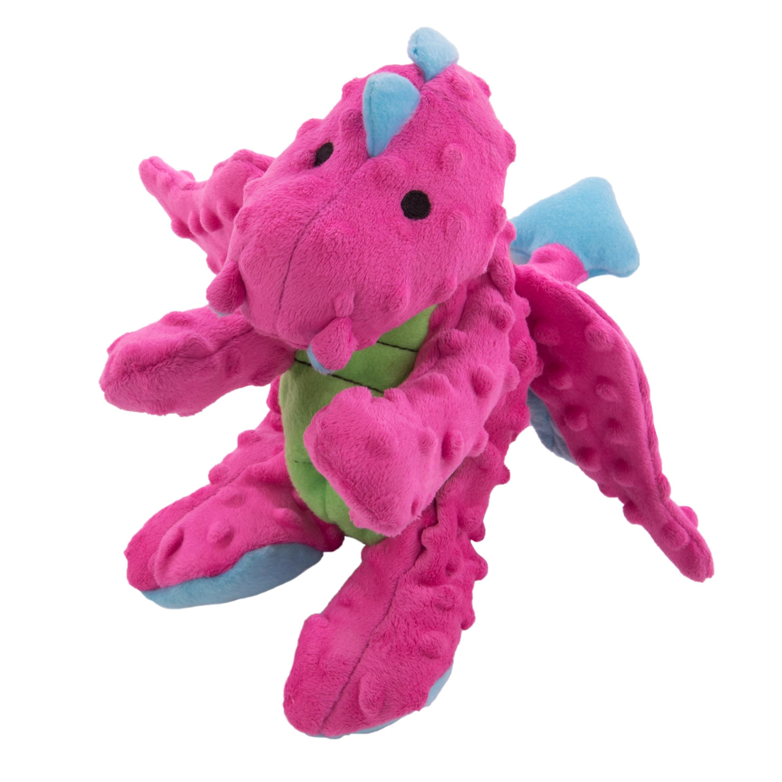 goDog 70972-98997-024 Dragons with Chew Guard Technology Durable Plush Squeaker Dog Toy, Large, 1 Count, Pink