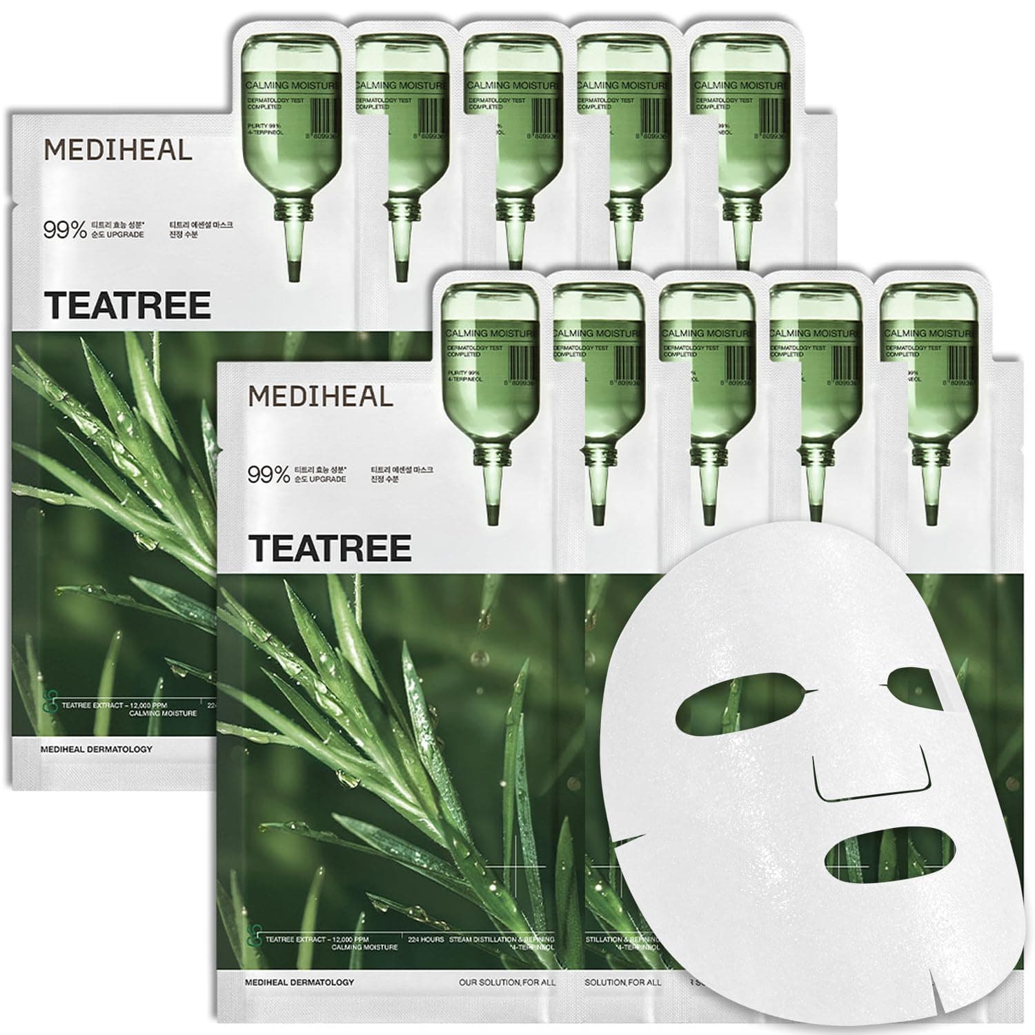 MEDIHEAL Tea Tree Essential Face Sheet Mask, Calming Moisture (10ea)