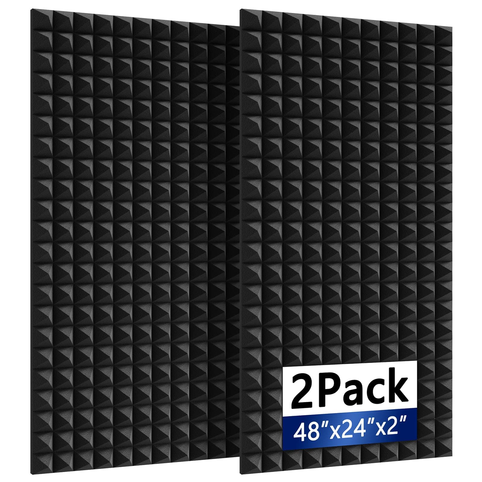 Geynnple 2Pack Sound Proof Foam Panels |48"×24"×2" Quick-Recovery Soundproof Wall Panels | High Density Sound Dampening Panels for Home Studio