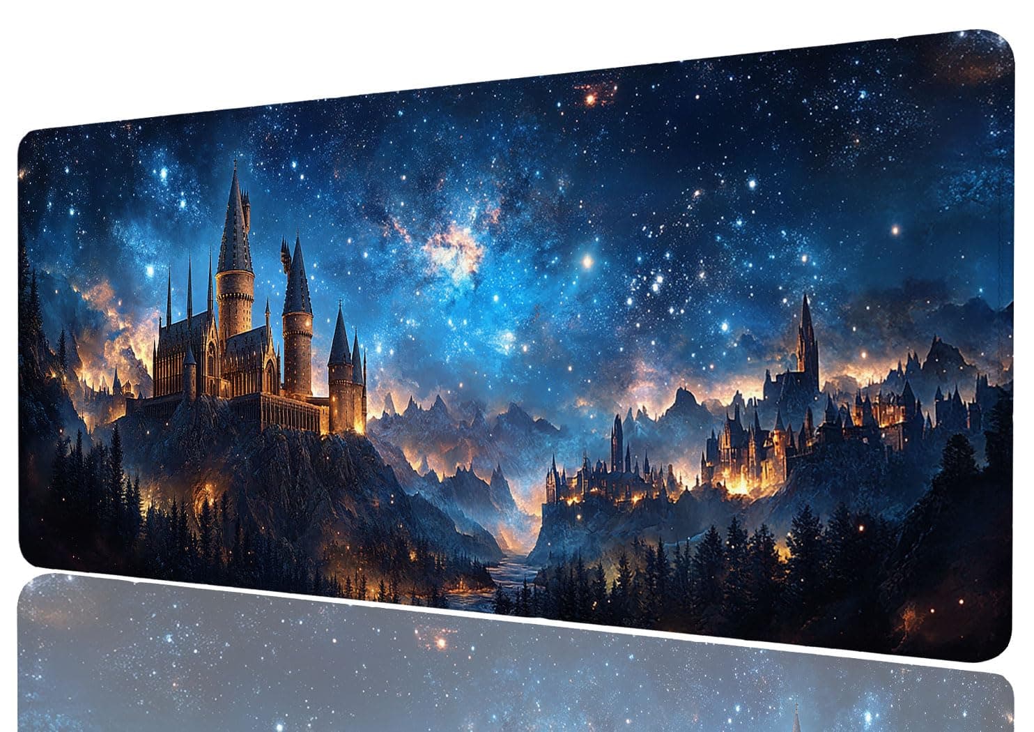 Fantasy Castle Extended Mouse Pad Night Starry Blue Sky Mousepad XL Large Gaming Mouse Pad Laptop Keyboard Mat Desk Pad Office Computer Keyboard Laptop Home, 31.5x11.8 Inch