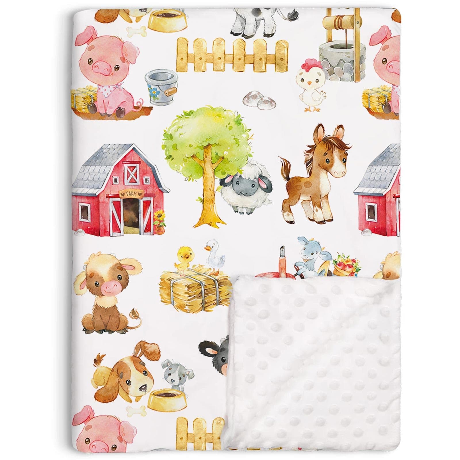 Buerhanerry Farm Animals Barn Baby Blanket for Boys Girls, 30"x40"