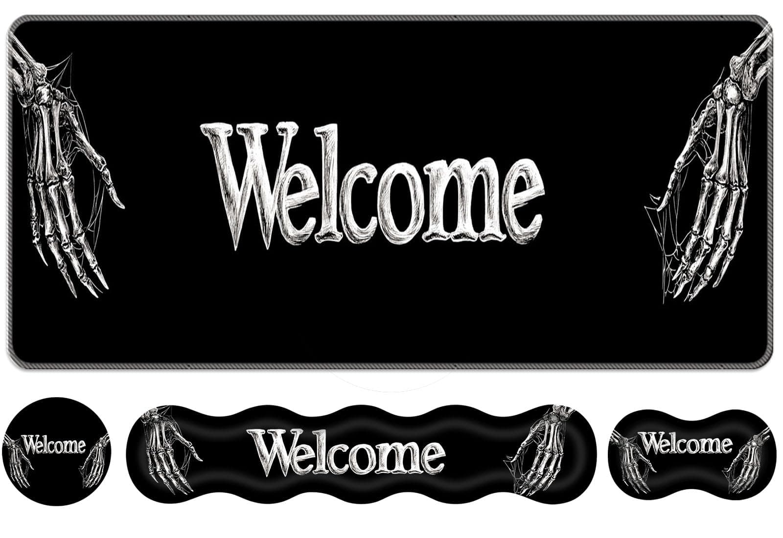 ZXYBNMLE Keyboard Wrist Rest Set,Memory Foam Wrist Support Mouse Pad,31.5"x11.8" Desk Mat for Comfortable Typing & Pain Relief,Non-Slip Base for Office & Home Use - Funny Skeleton