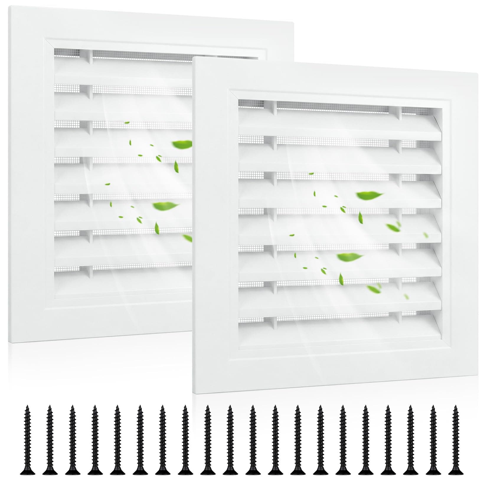 2 PCS 12" x 12" Gable Vents Aluminum Alloy Attic Wall Vents with Screened Metal Shed Vents for House Door Vents with Screws, for Exterior Door Wall House Ventilation(White)