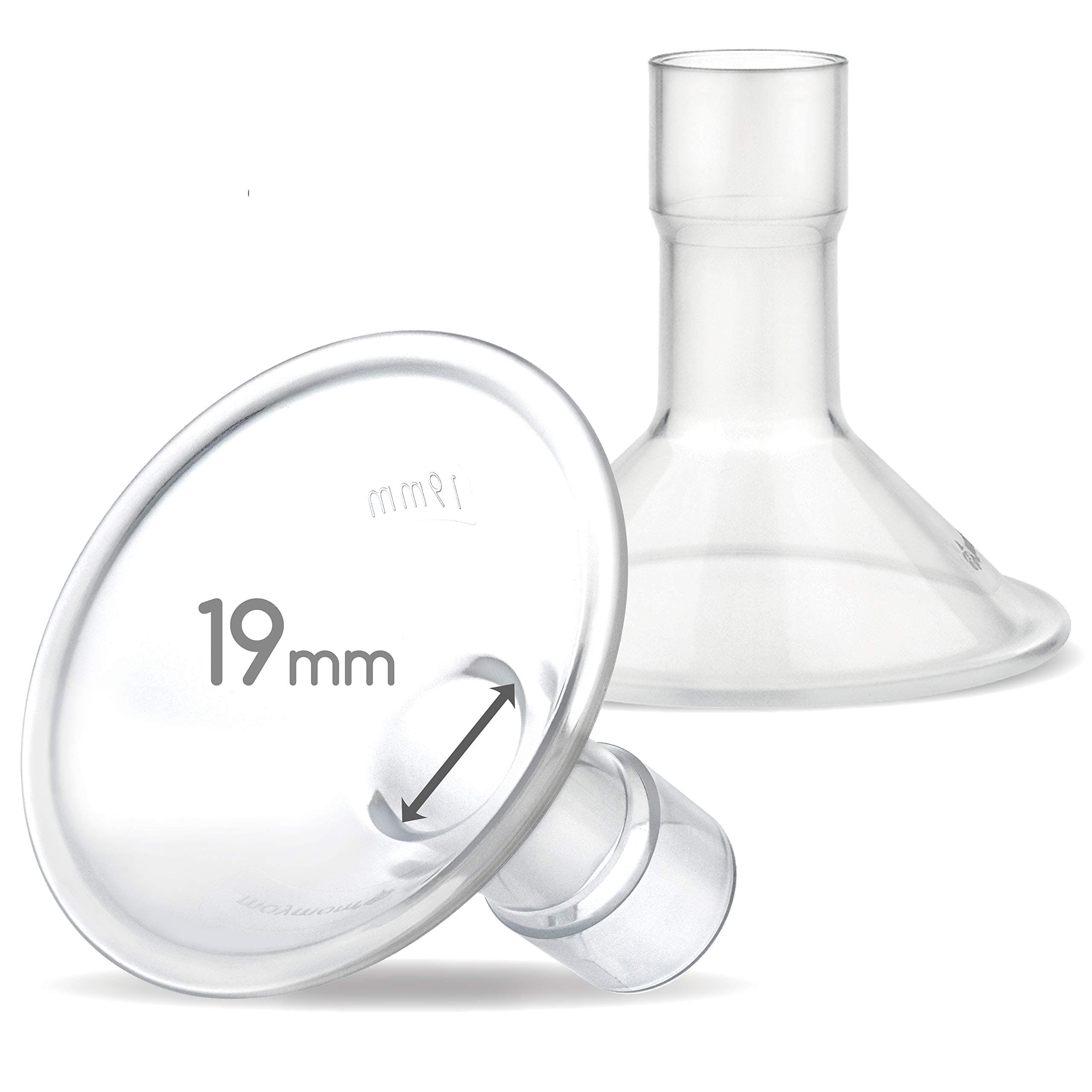 Maymom MyFit 19 mm Shields; Compatible with Medela Breast Pumps Having PersonalFit, Freestyle, Harmony, Maxi Connector; Connects to Maymom Widmouth/Narrow Connector, PersonalFit Connector; 2pc