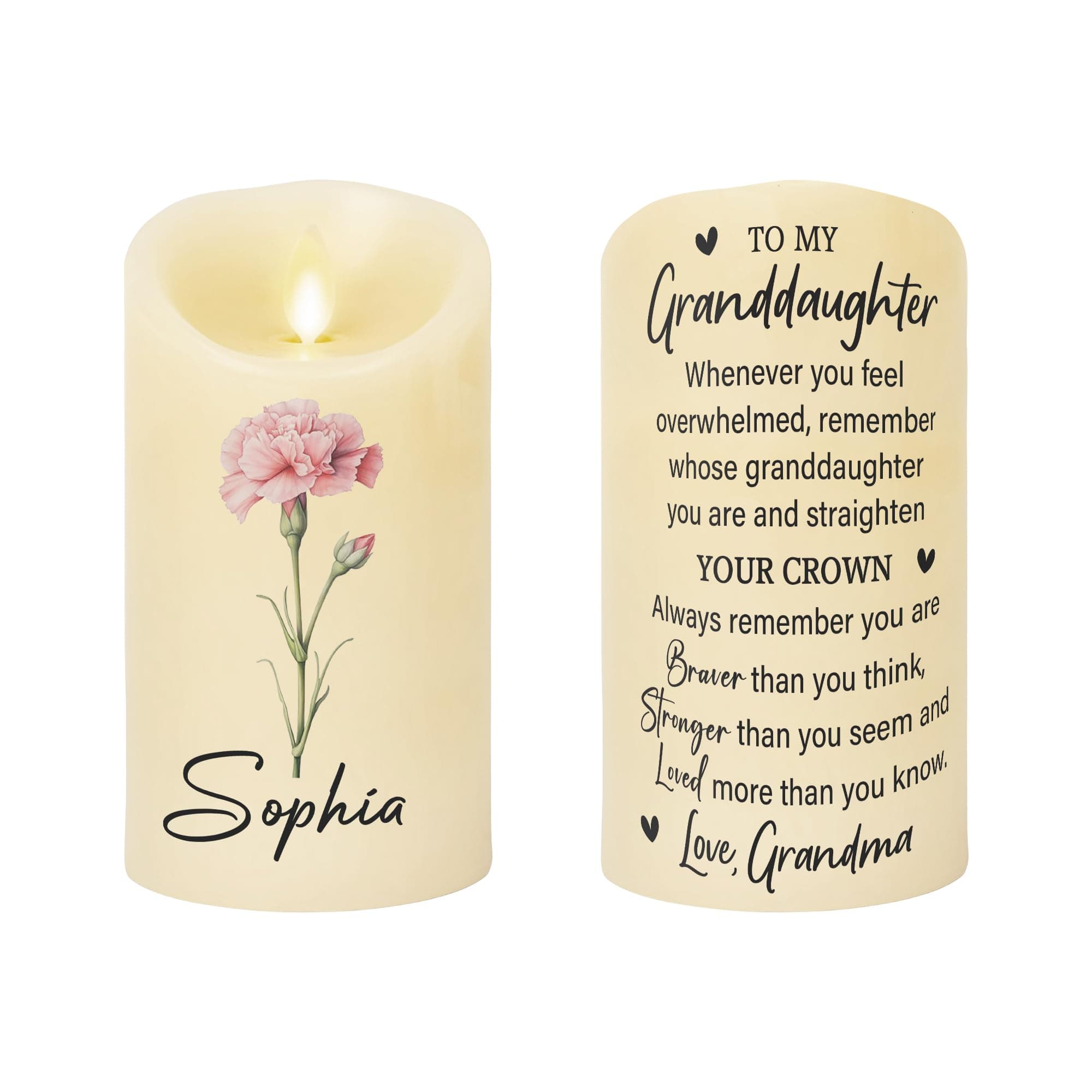 to My Granddaughter - Personalized Custom LED Granddaughter Candle, Granddaughter Encouragement Candle, Gift for Granddaughter from Grandma (01)
