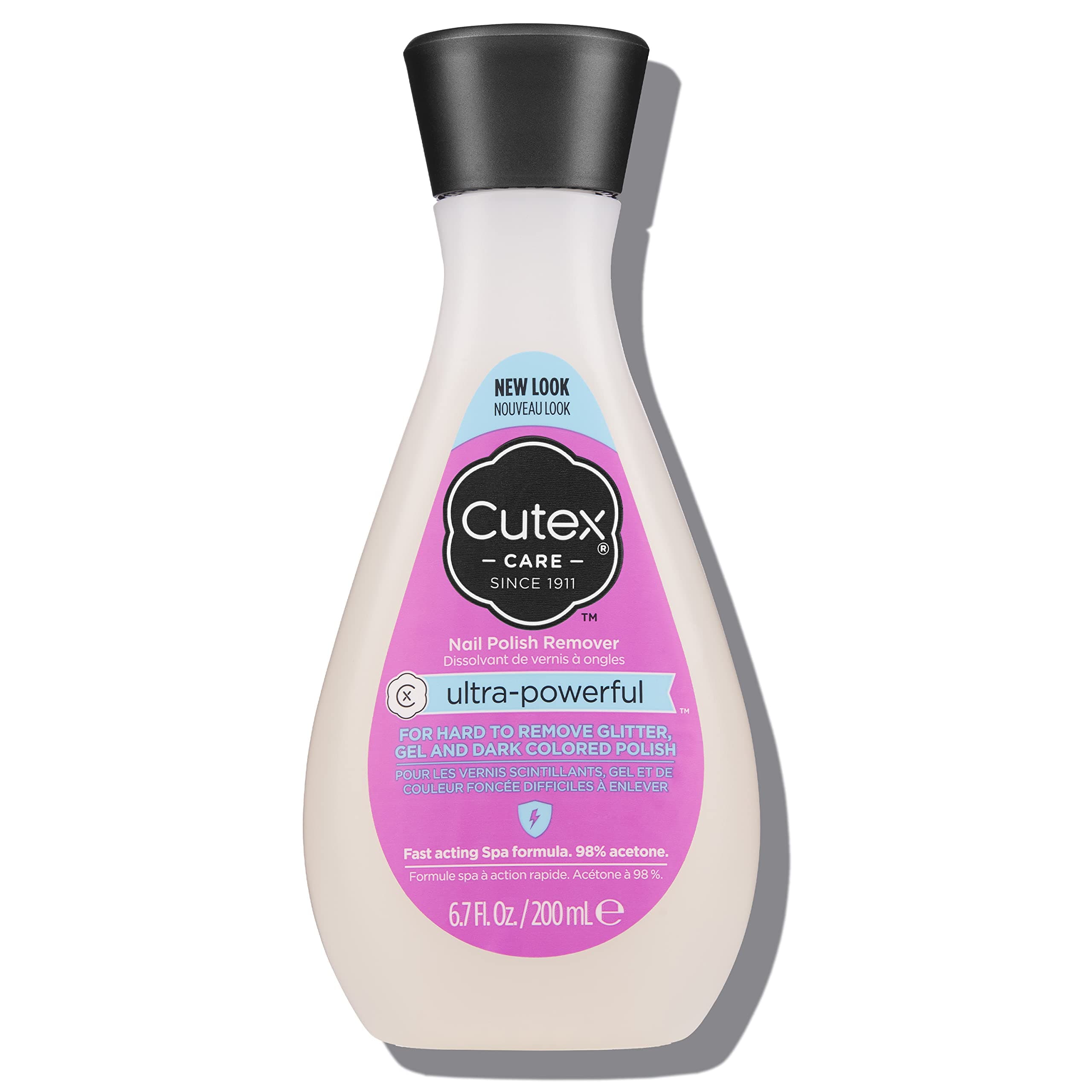 Cutex Gel Nail Polish Remover, Ultra-Powerful & Removes Glitter and Dark Colored Paints, Paraben Free, 6.7 fl oz
