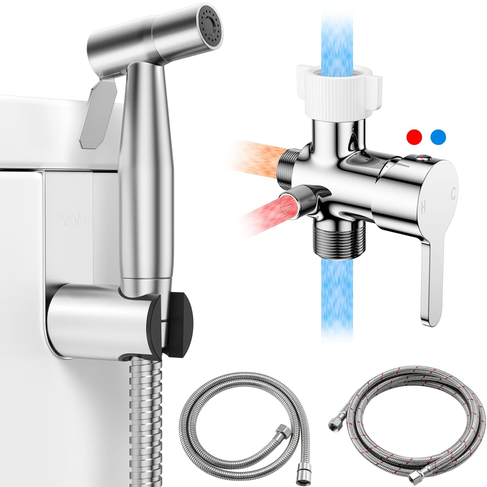 Arofa Hot and Cold Bidet Sprayer for Toilet, Bidet Attachment for Toilet