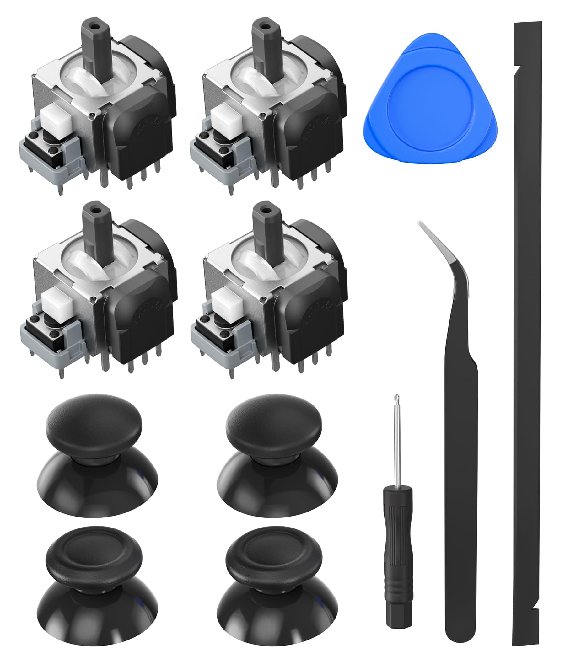TMR Magnetic Joystick Replacement Kit with 4× Thumbstick Caps for PS5 DualSense/DualSense Edge Controller, Anti-Drift Electromagnetic Stick Repair Module, Soldering Required, for Sega Genesis Consoles